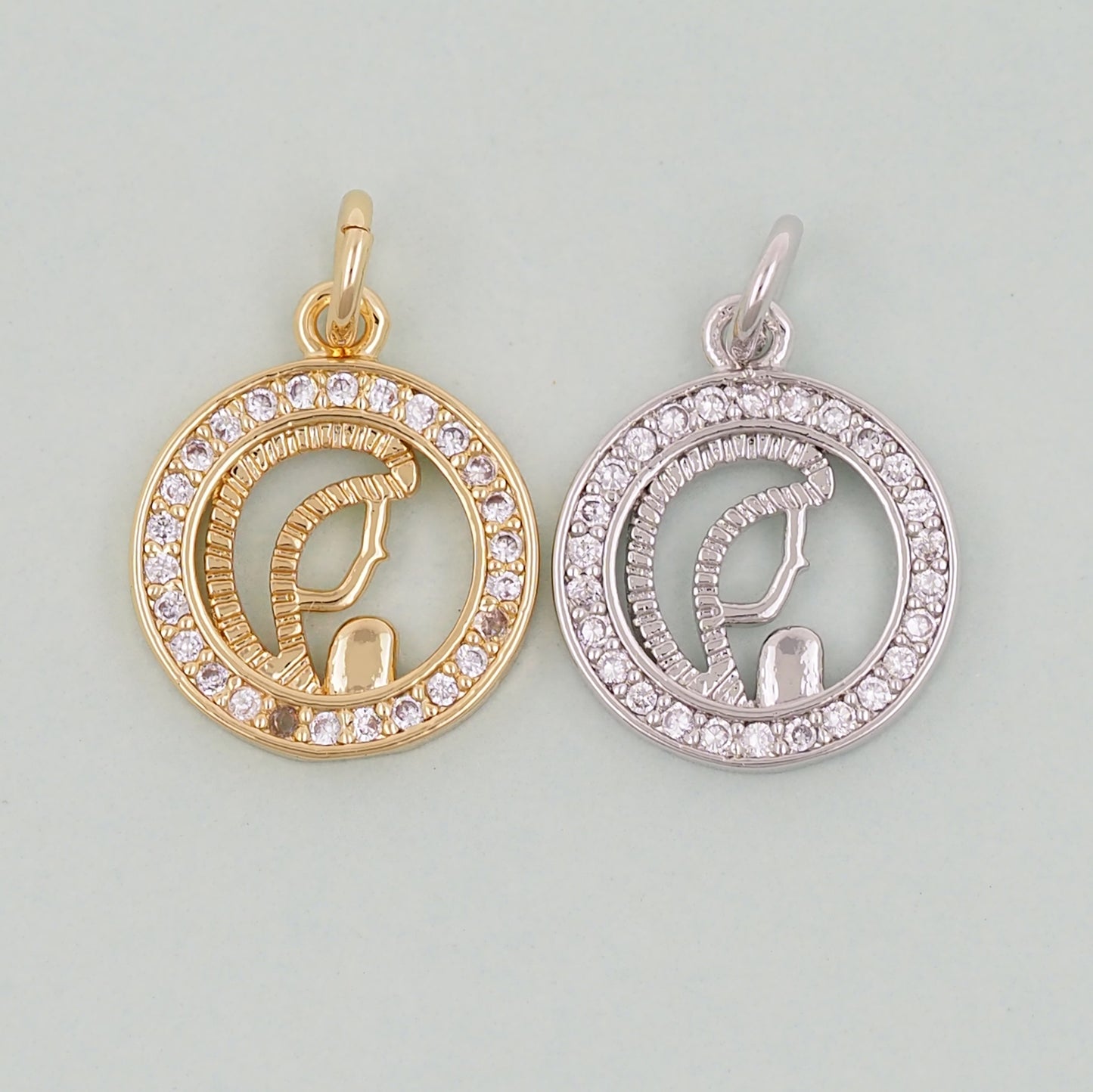 Gold Our Lady of Guadalupe Charms,18K Gold Filled virgin mary prayer Pendant Charm Bracelet Necklace for DIY Jewelry Making Supply