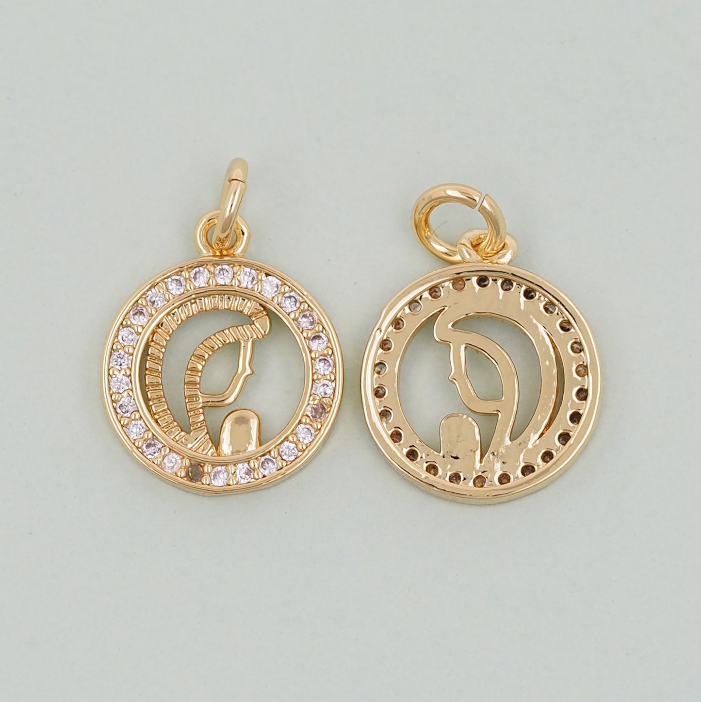 Gold Our Lady of Guadalupe Charms,18K Gold Filled virgin mary prayer Pendant Charm Bracelet Necklace for DIY Jewelry Making Supply