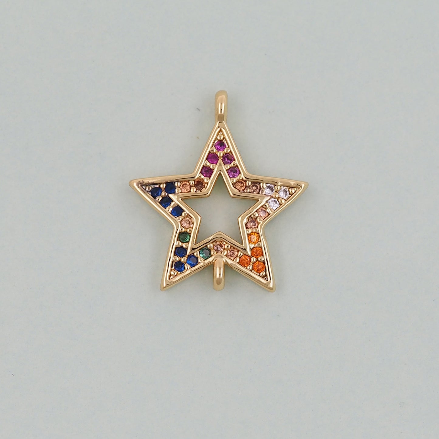 18K Gold Filled Star Pendant,CZ Micro Pave Star Charm Bracelet Necklace for DIY Jewelry Making Supply