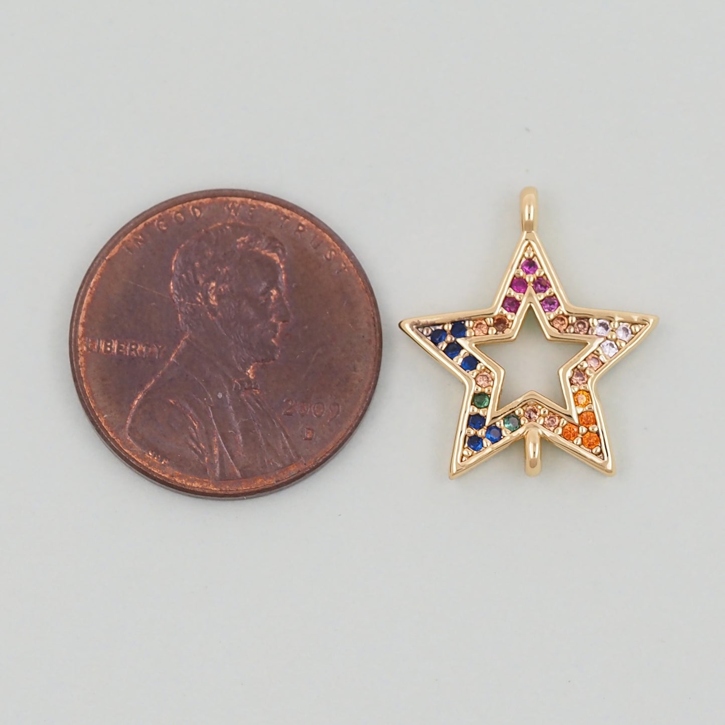 18K Gold Filled Star Pendant,CZ Micro Pave Star Charm Bracelet Necklace for DIY Jewelry Making Supply