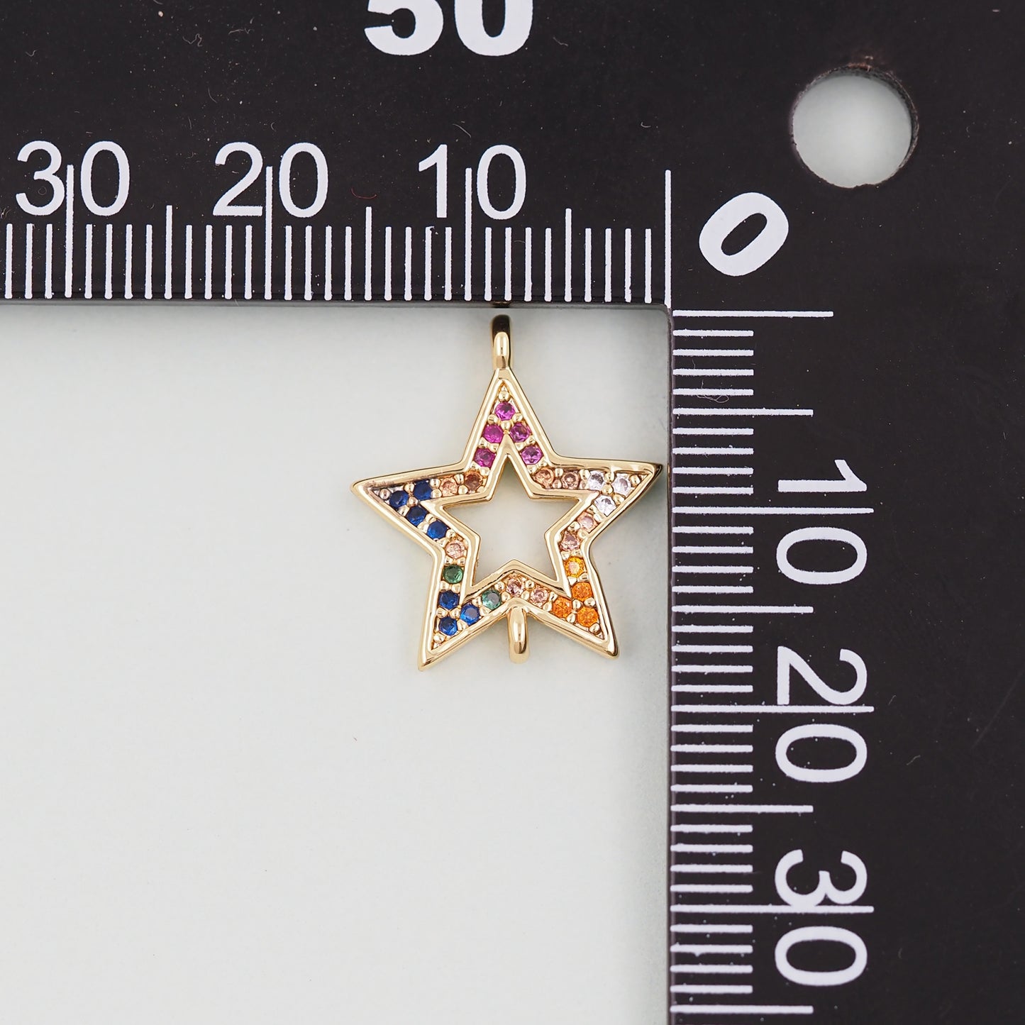 18K Gold Filled Star Pendant,CZ Micro Pave Star Charm Bracelet Necklace for DIY Jewelry Making Supply