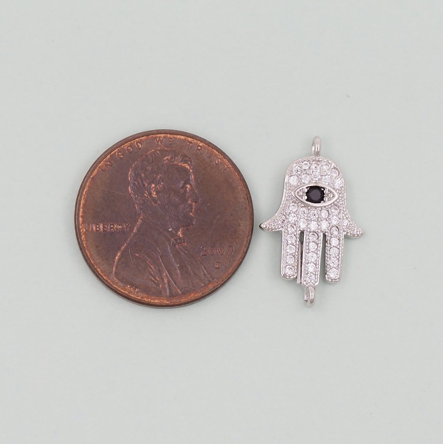 Gold Hamsa Connector Charms,18K Gold Filled Hamsa Evil eye Pendant,CZ Micro Pave Hamsa Bracelet Necklace for DIY Jewelry Making Supply