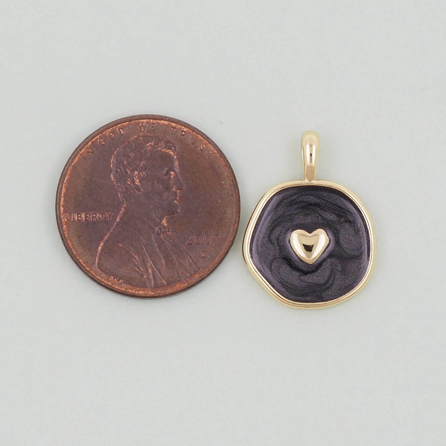 18K Gold Filled Heart Pendant,Enamel Heart Charm Bracelet Necklace for DIY Jewelry Making Supply