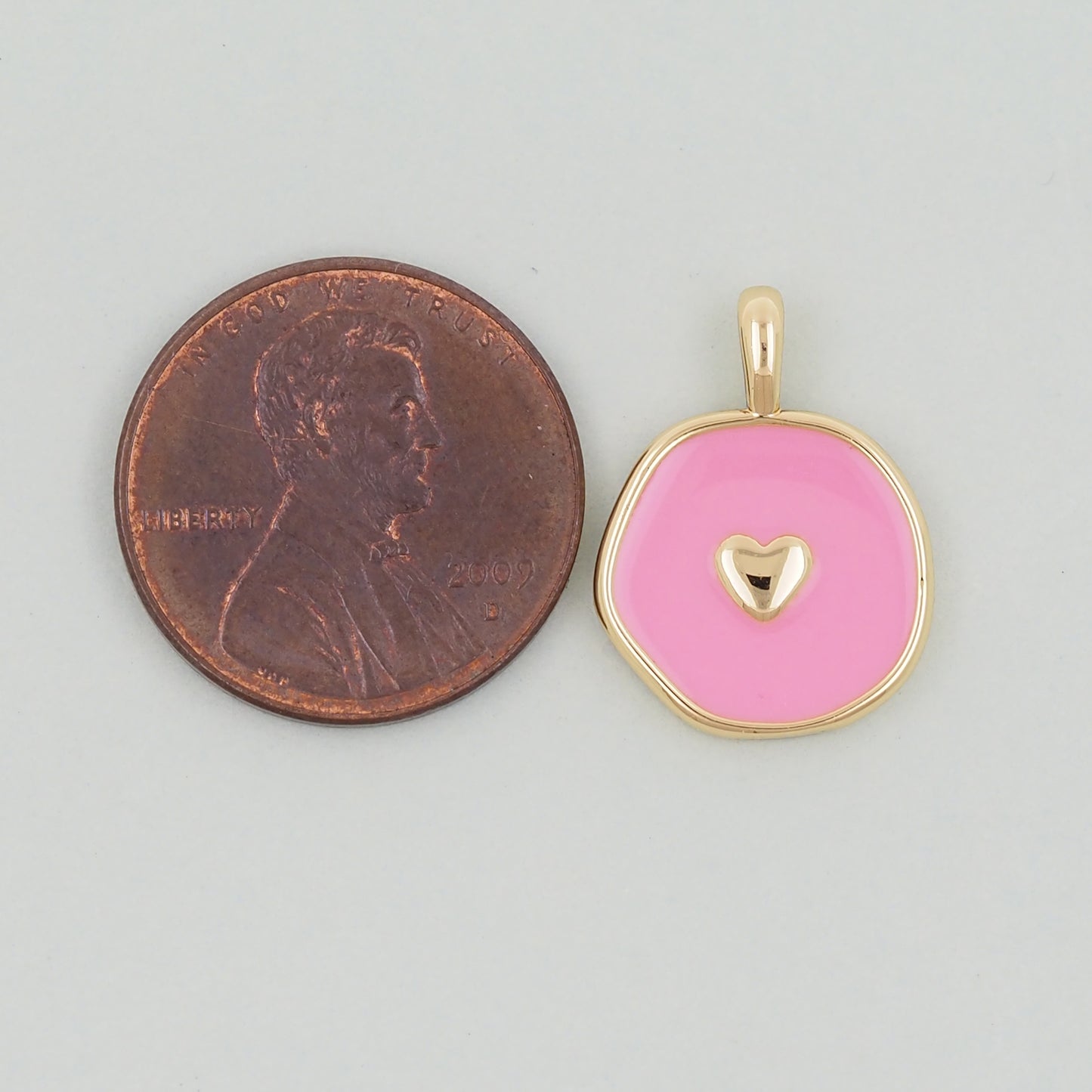 18K Gold Filled Heart Pendant,Enamel Heart Charm Bracelet Necklace for DIY Jewelry Making Supply