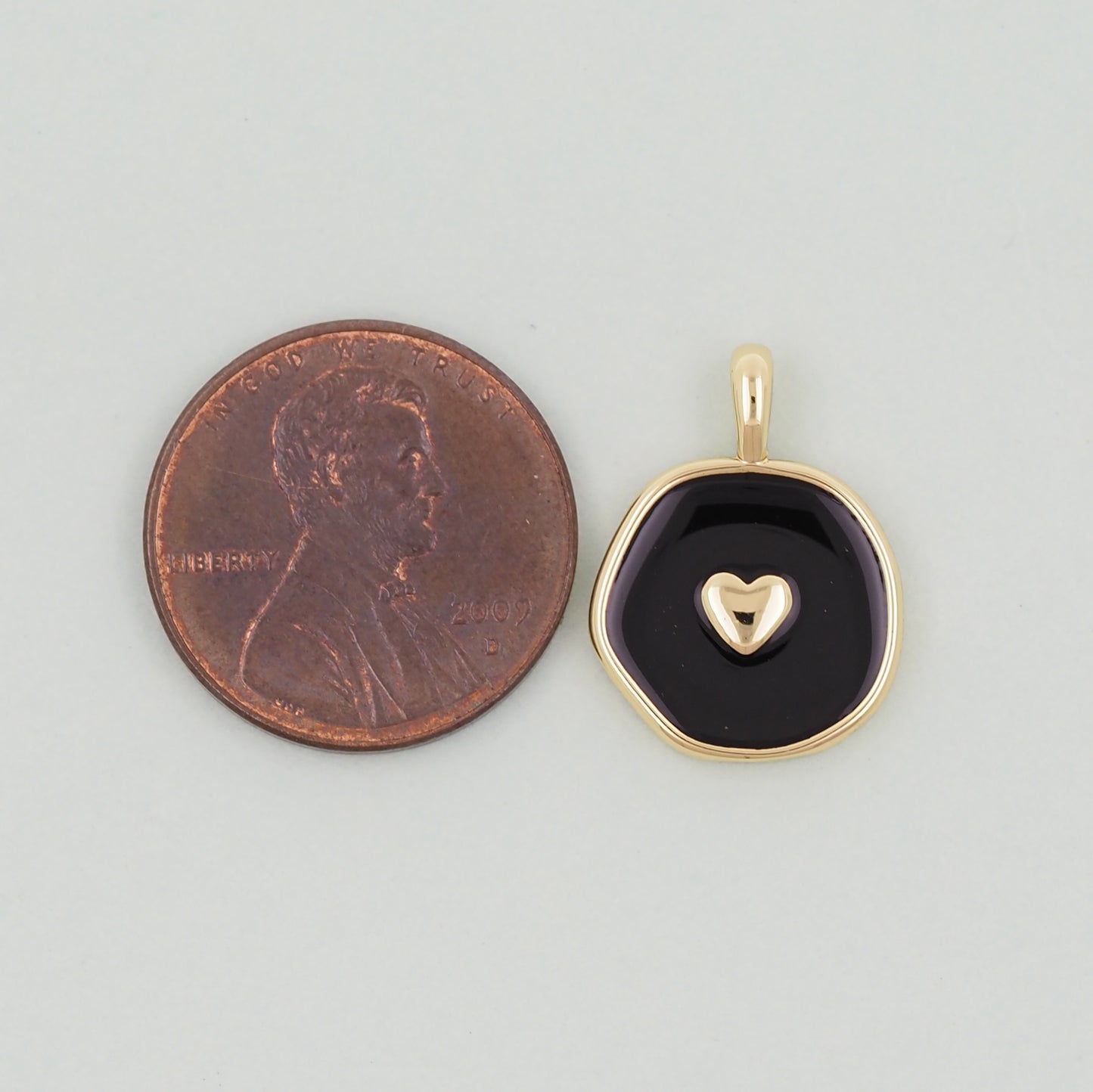 18K Gold Filled Heart Pendant,Enamel Heart Charm Bracelet Necklace for DIY Jewelry Making Supply