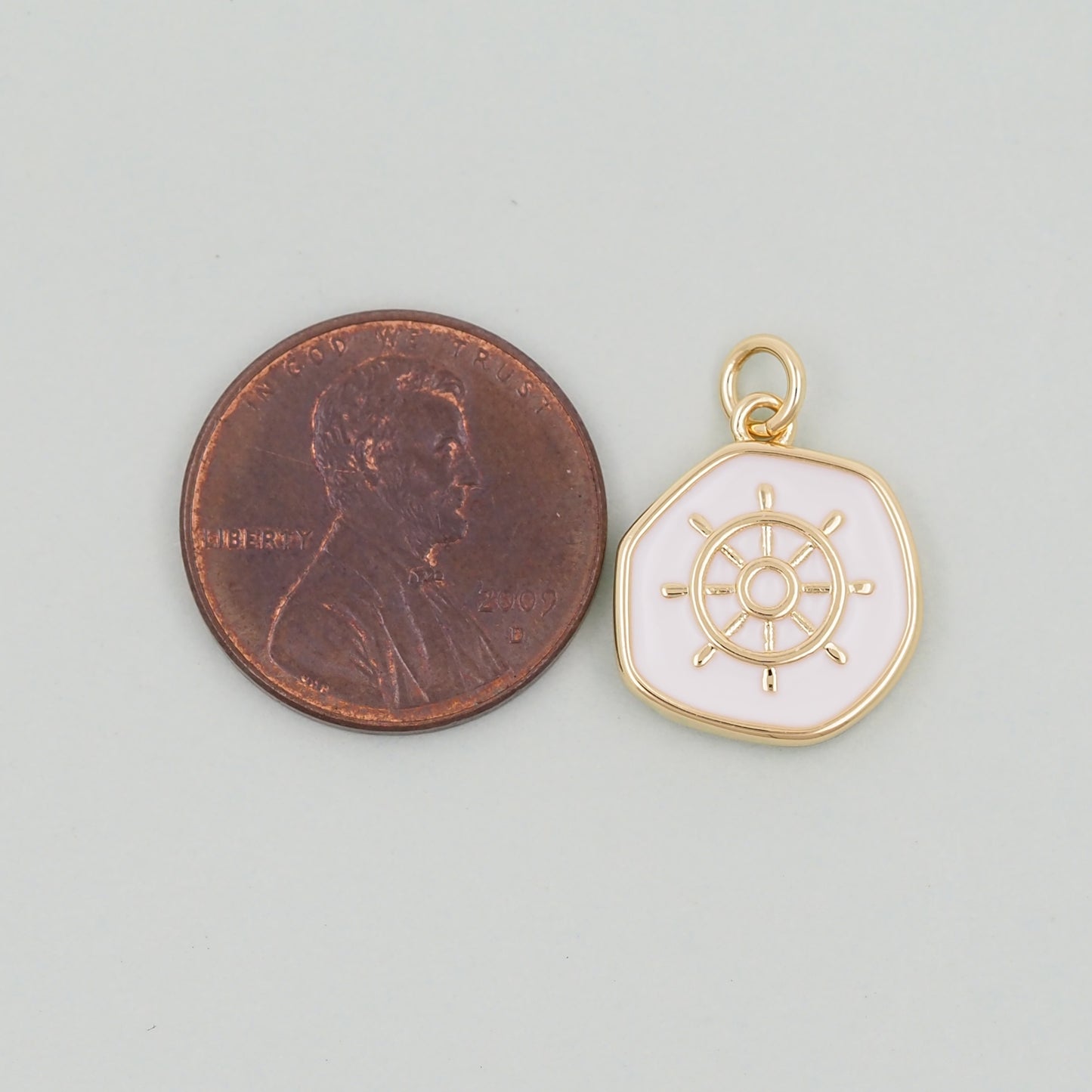 18K Gold Filled rudder Pendant,Enamel rudder Charm Bracelet Necklace for DIY Jewelry Making Supply