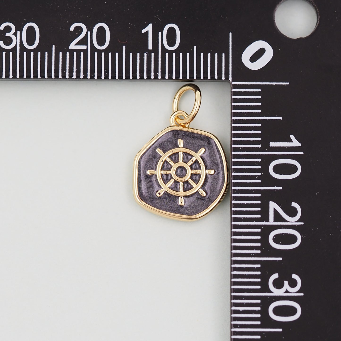 18K Gold Filled rudder Pendant,Enamel rudder Charm Bracelet Necklace for DIY Jewelry Making Supply