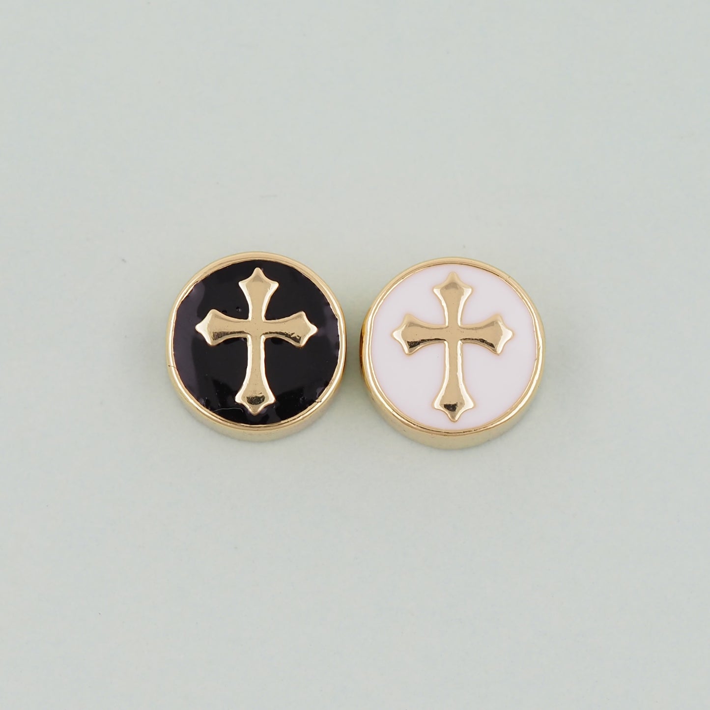 Gold Cross Beads Charms,18K Gold Filled Cross Bracelet Necklace for DIY Jewelry Making Supply hole 2mm