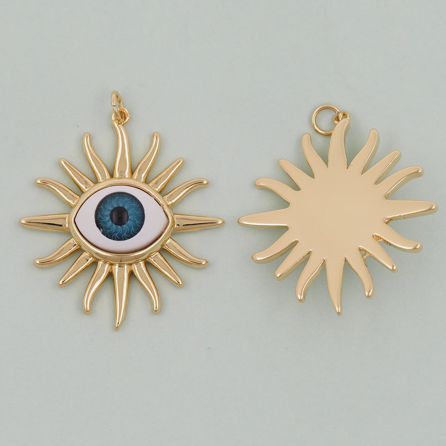 Gold Evil Eye Charms,18K Gold Filled Evil Eye Pendant,Sun Evil Eye Charm Bracelet Necklace for DIY Jewelry Making Supply