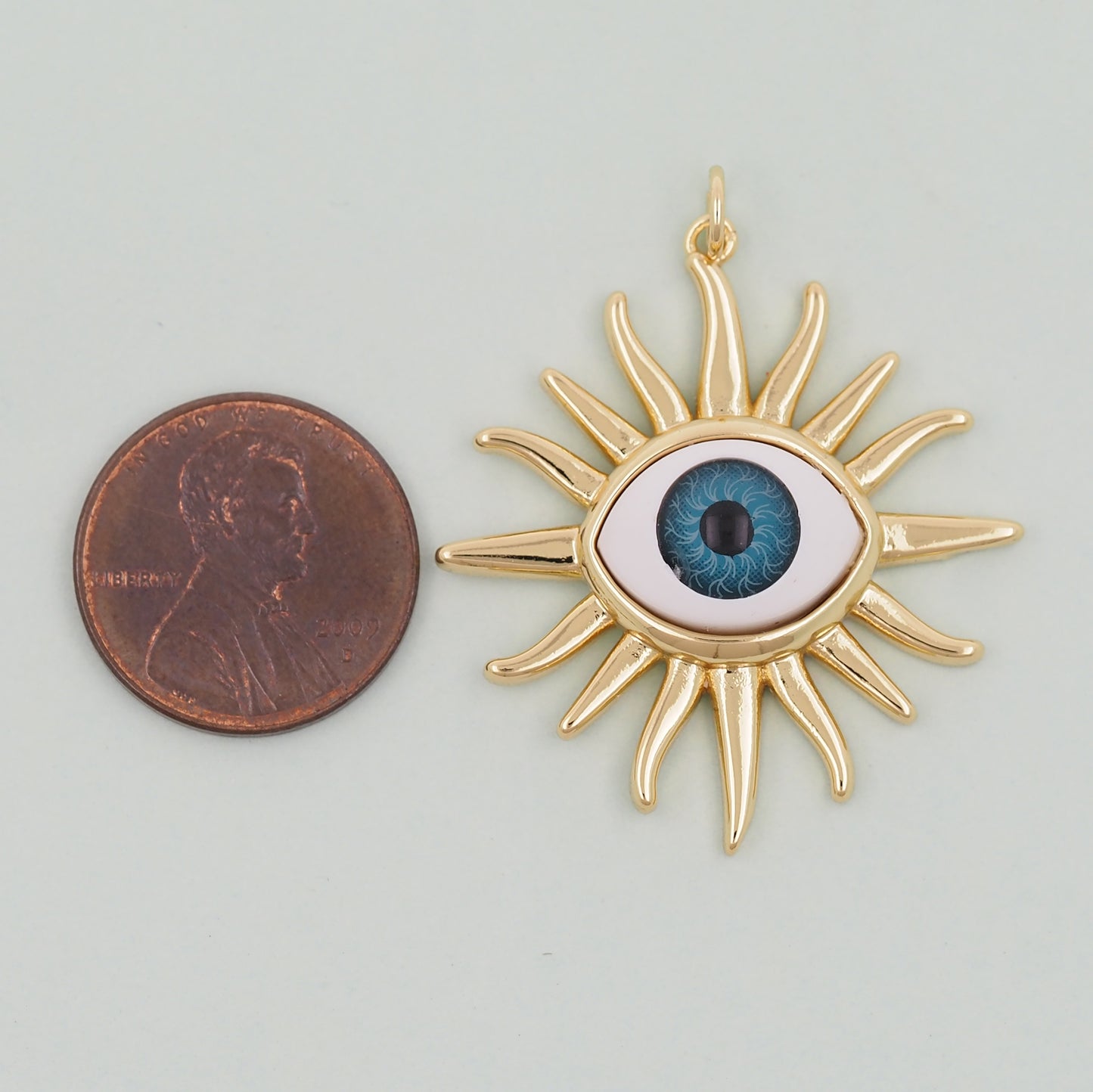 Gold Evil Eye Charms,18K Gold Filled Evil Eye Pendant,Sun Evil Eye Charm Bracelet Necklace for DIY Jewelry Making Supply