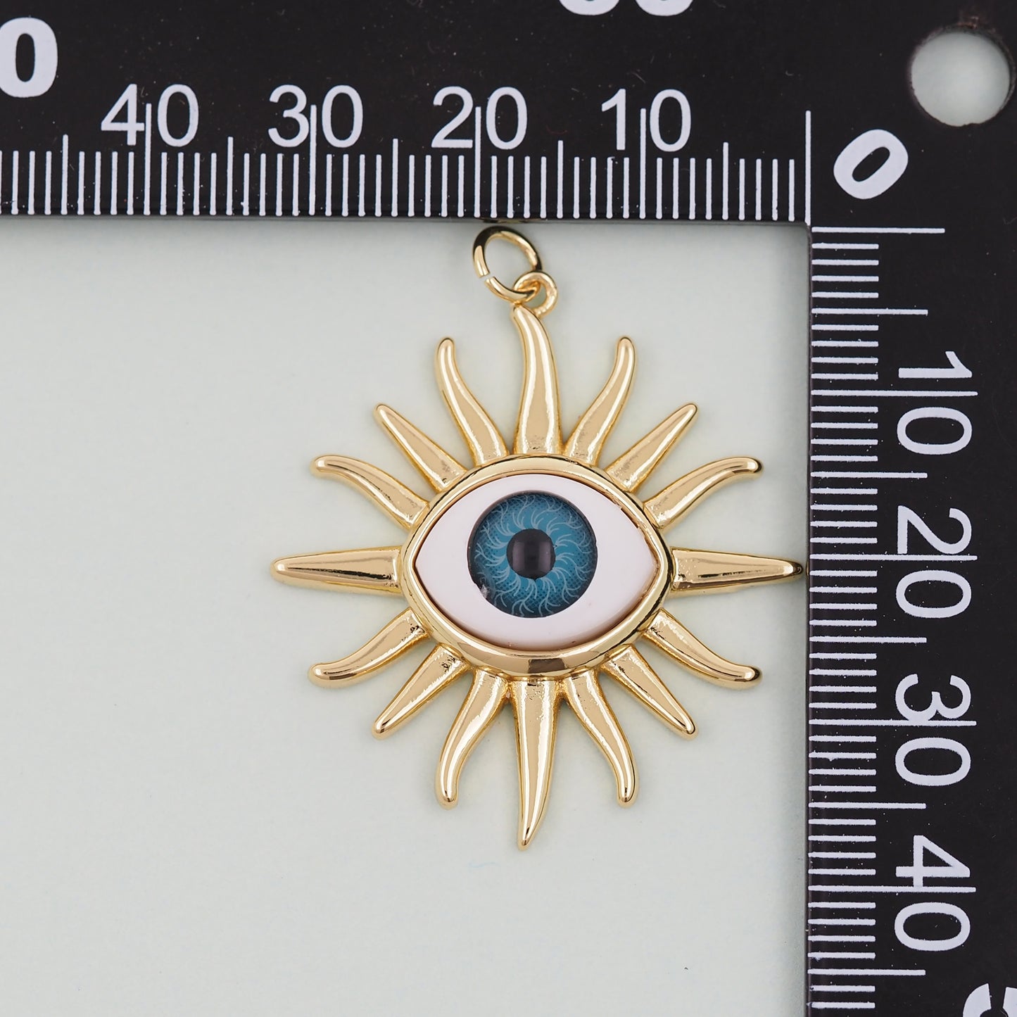Gold Evil Eye Charms,18K Gold Filled Evil Eye Pendant,Sun Evil Eye Charm Bracelet Necklace for DIY Jewelry Making Supply