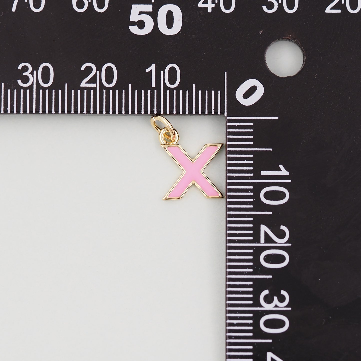 Gold letter Charms,18K Gold Filled letter Pendant,Pink enamel initial Charm Bracelet Necklace for DIY Jewelry Making Supply