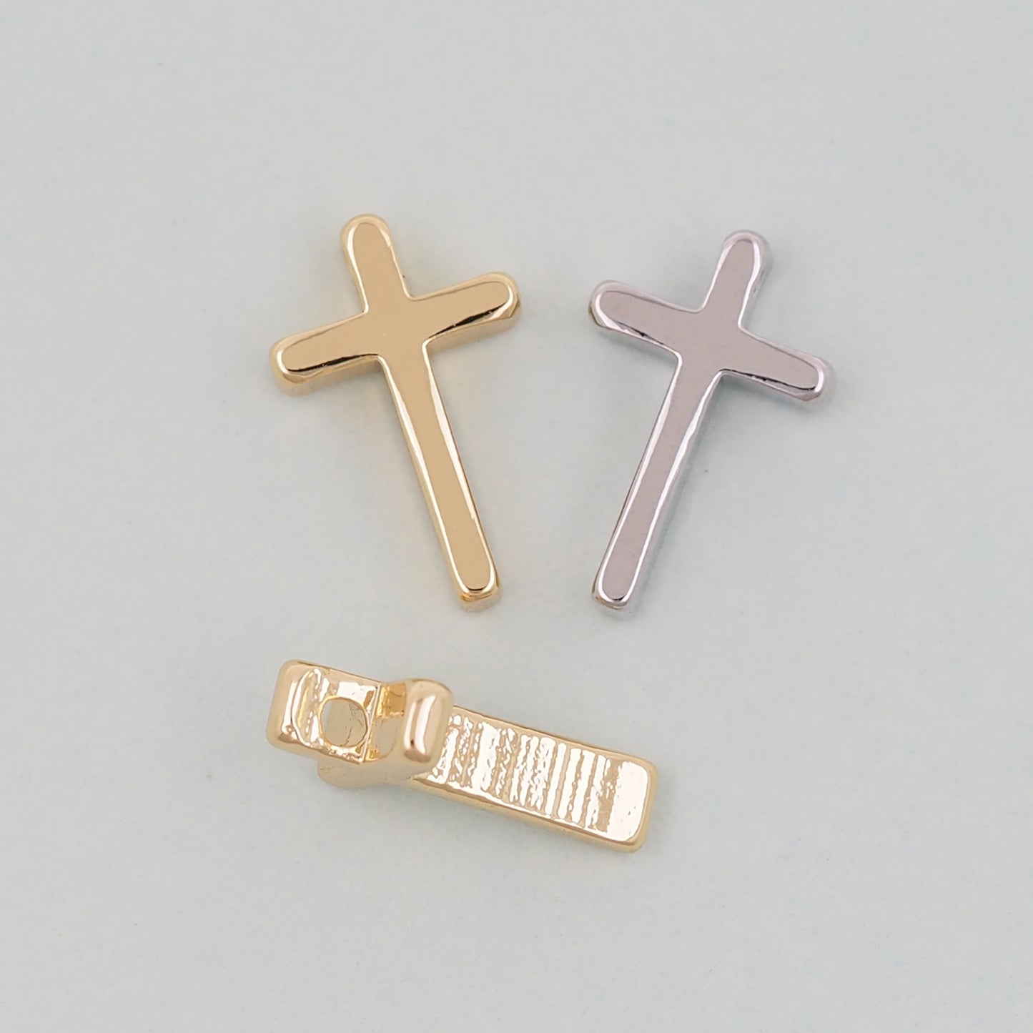 18K Gold Filled Cross Pendant,Cross Charm Bracelet Necklace for DIY Jewelry Making Supply