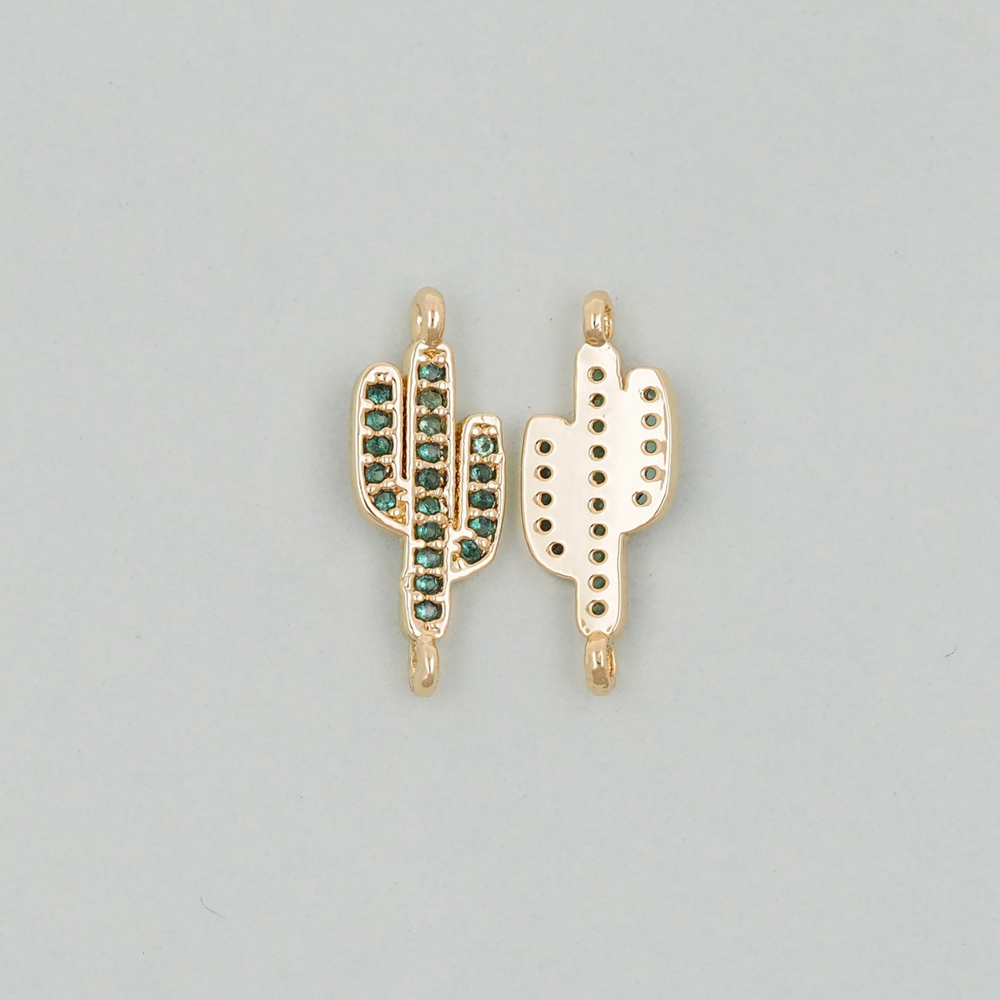 Gold Cactus Charms,18K Gold Filled CZ Micro Pave Cactus Pendant,Desert Charm Bracelet Necklace for DIY Jewelry Making Supply