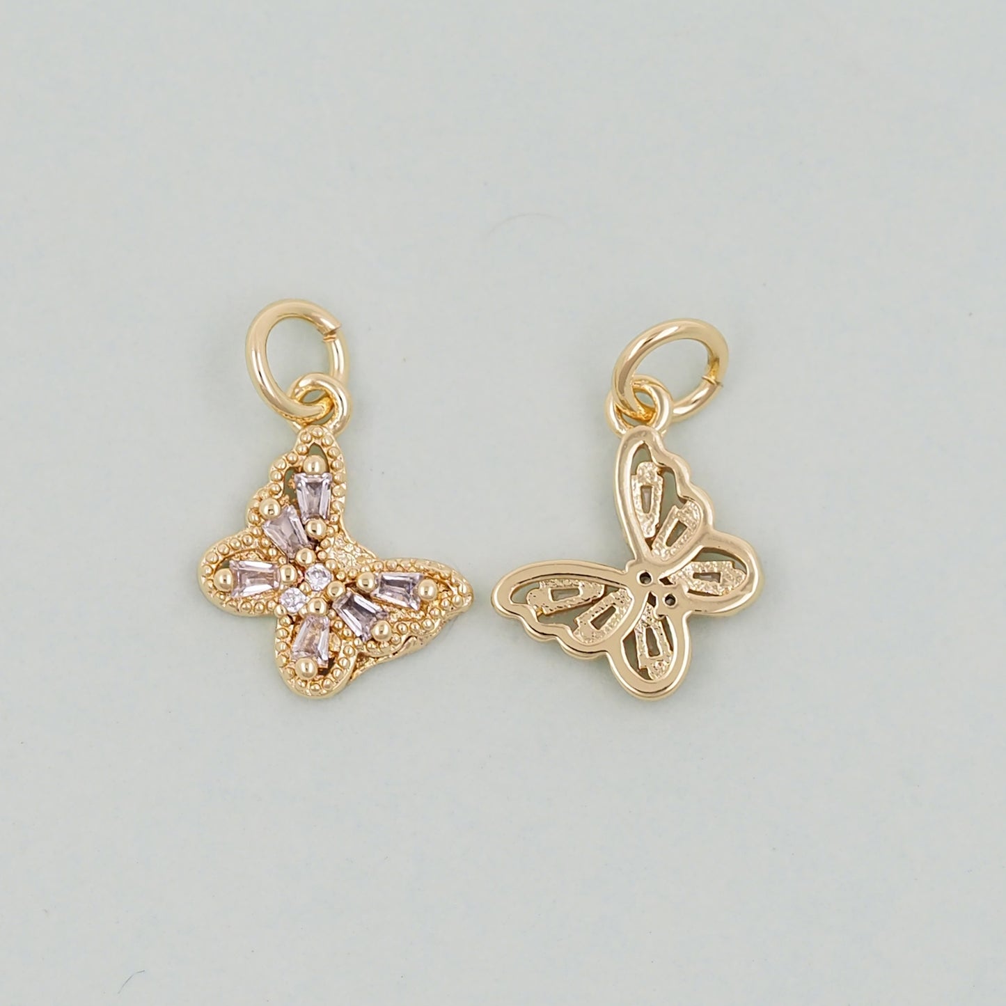Gold Butterfly Charms,18K Gold Filled Butterfly Pendant,insect Charm Bracelet Necklace for DIY Jewelry Making Supply