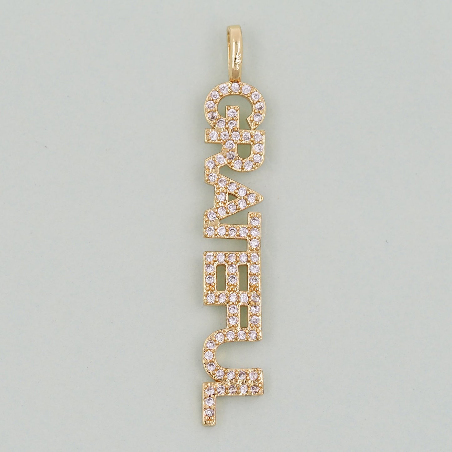 Gold letter Charms,18K Gold Fille grateful Pendant,grateful Charm Bracelet Necklace for DIY Jewelry Making Supply
