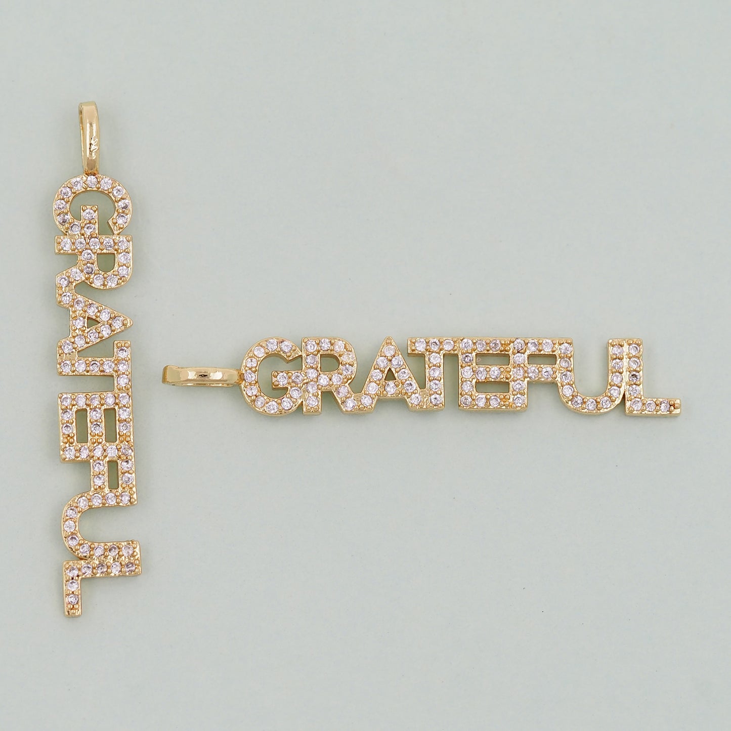 Gold letter Charms,18K Gold Fille grateful Pendant,grateful Charm Bracelet Necklace for DIY Jewelry Making Supply