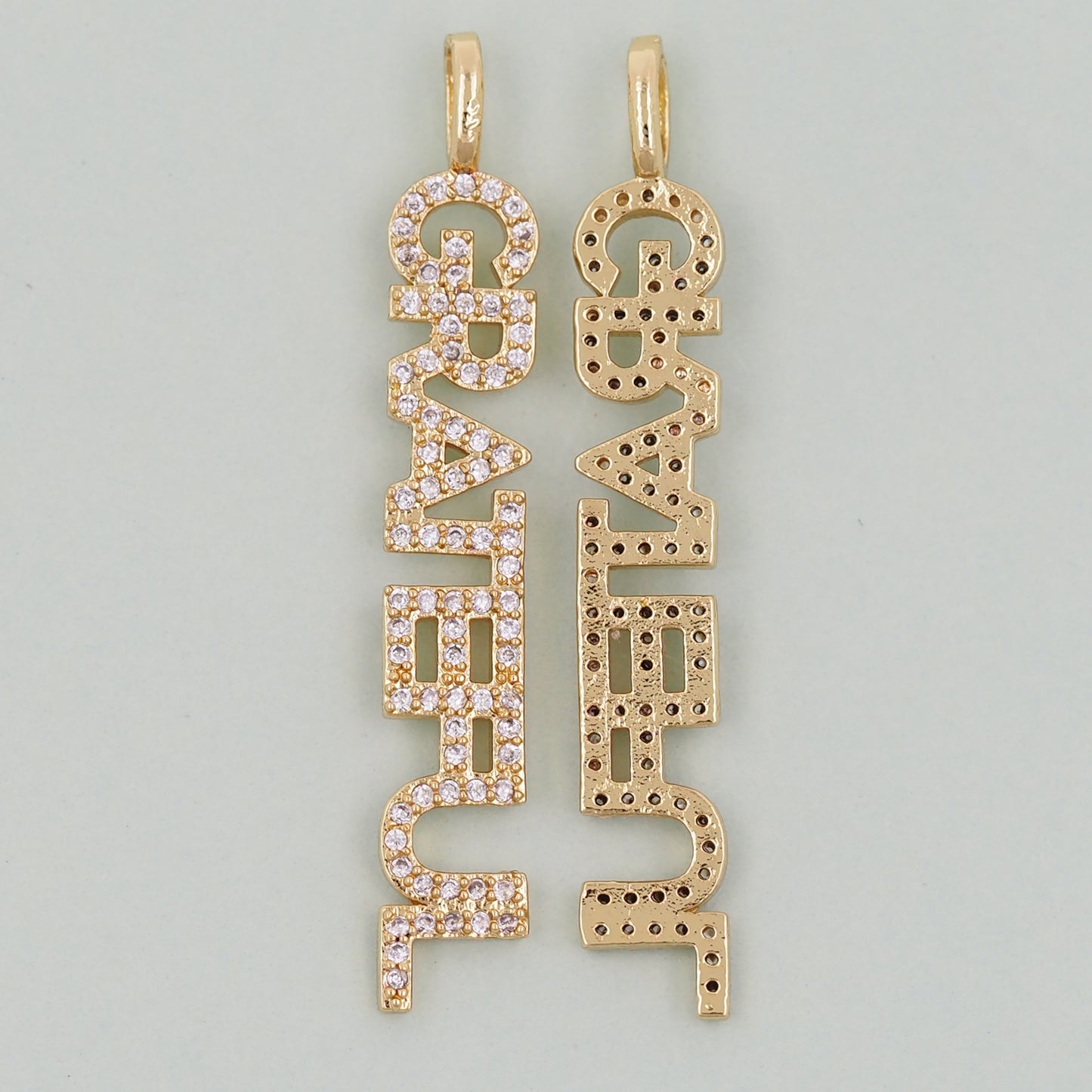 Gold letter Charms,18K Gold Fille grateful Pendant,grateful Charm Bracelet Necklace for DIY Jewelry Making Supply