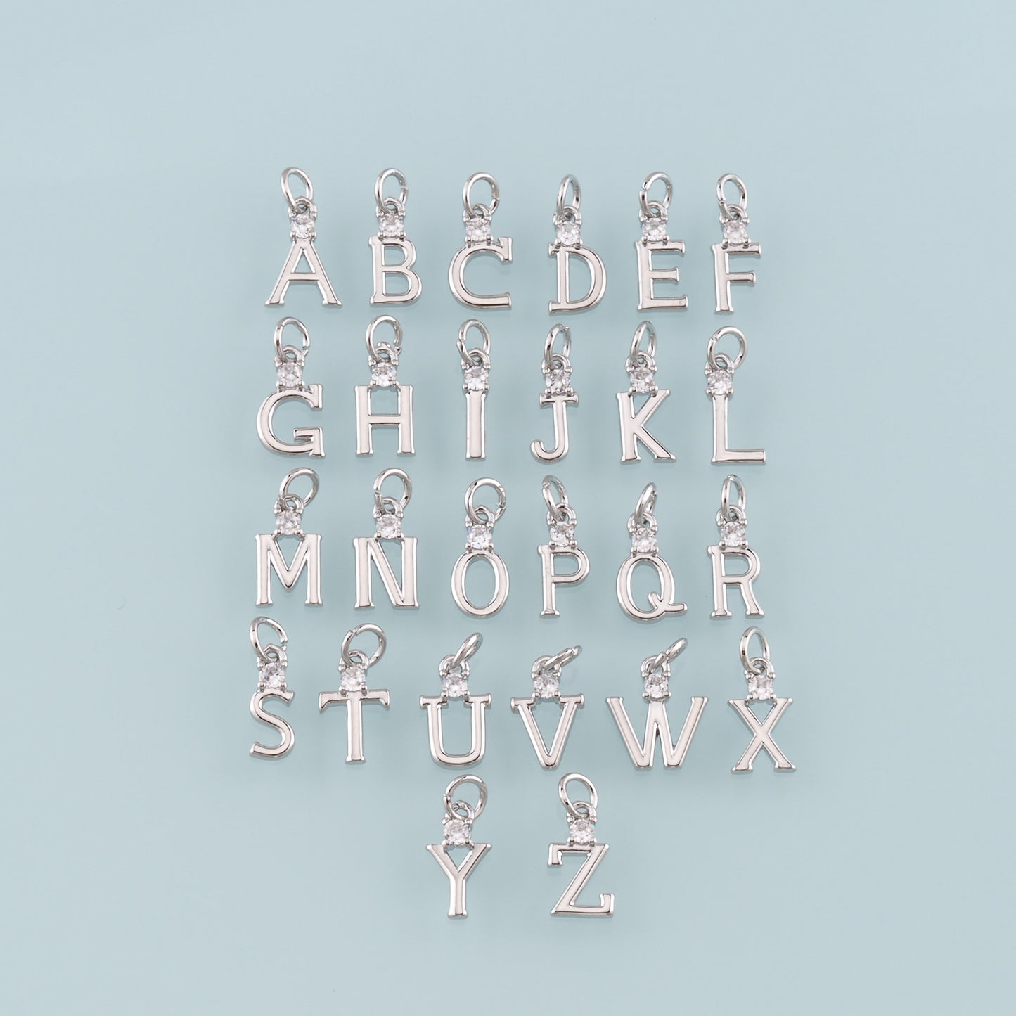 Gold letter Charms,18K Gold Filled letter Pendant,CZ Micro Pave Initial Charm Bracelet Necklace for DIY Jewelry Making Supply