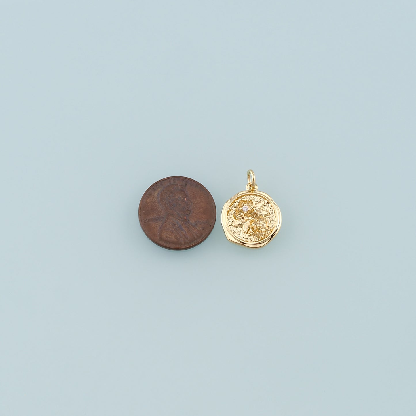 Gold Flower Charms,18K Gold Filled Flower Pendant,CZ Micro Pave Flower Charm Bracelet Necklace for DIY Jewelry Making Supply