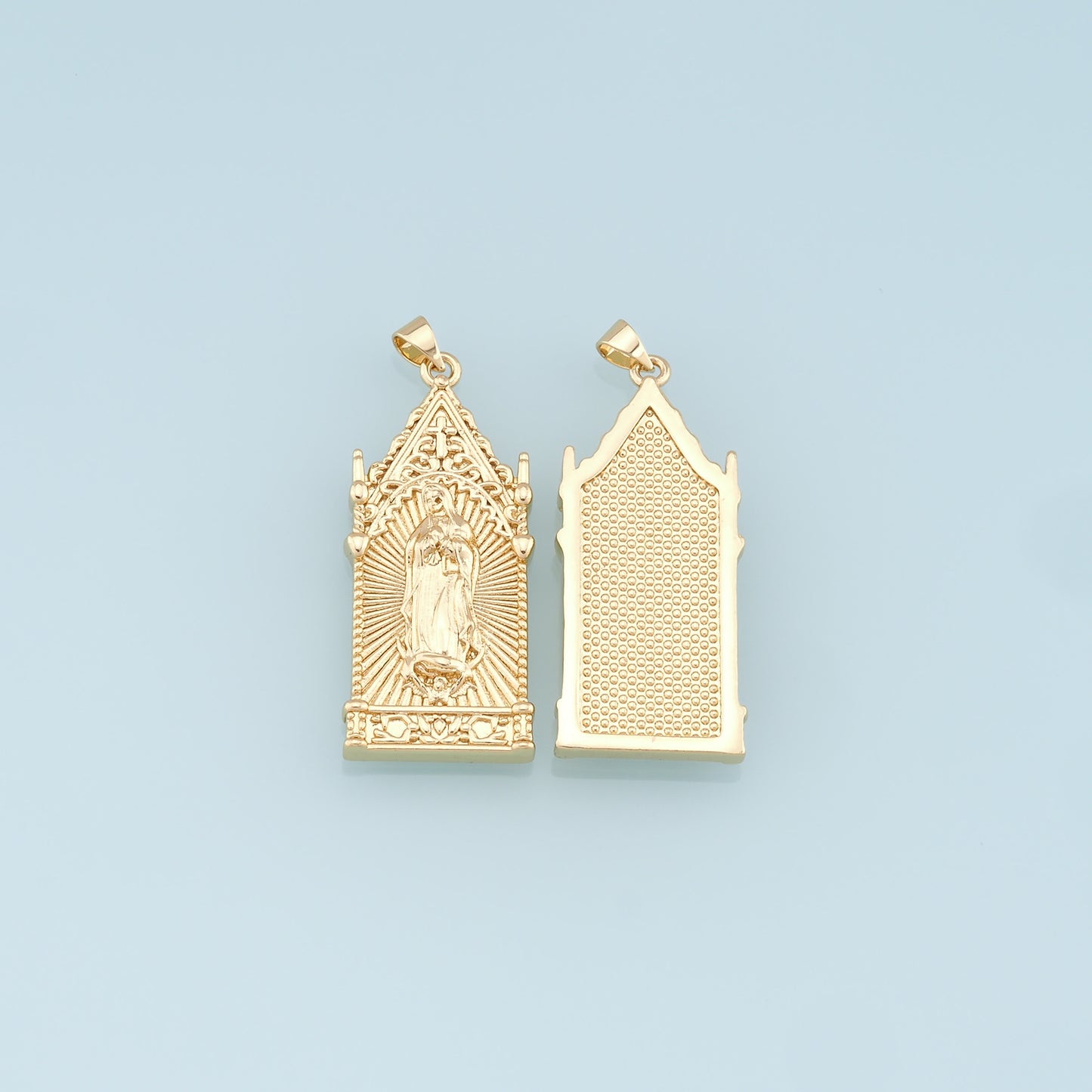 Gold Our Lady of Guadalupe Charms,18K Gold Filled Virgin Mary Pendant Charm Bracelet Necklace for DIY Jewelry Making Supply