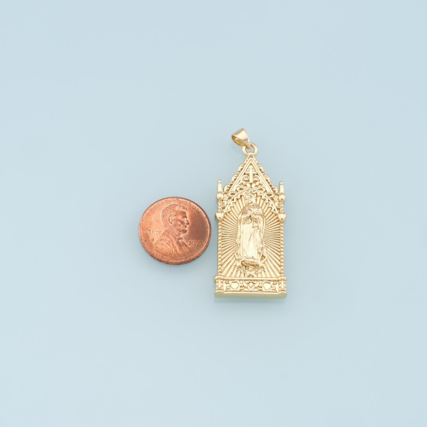 Gold Our Lady of Guadalupe Charms,18K Gold Filled Virgin Mary Pendant Charm Bracelet Necklace for DIY Jewelry Making Supply