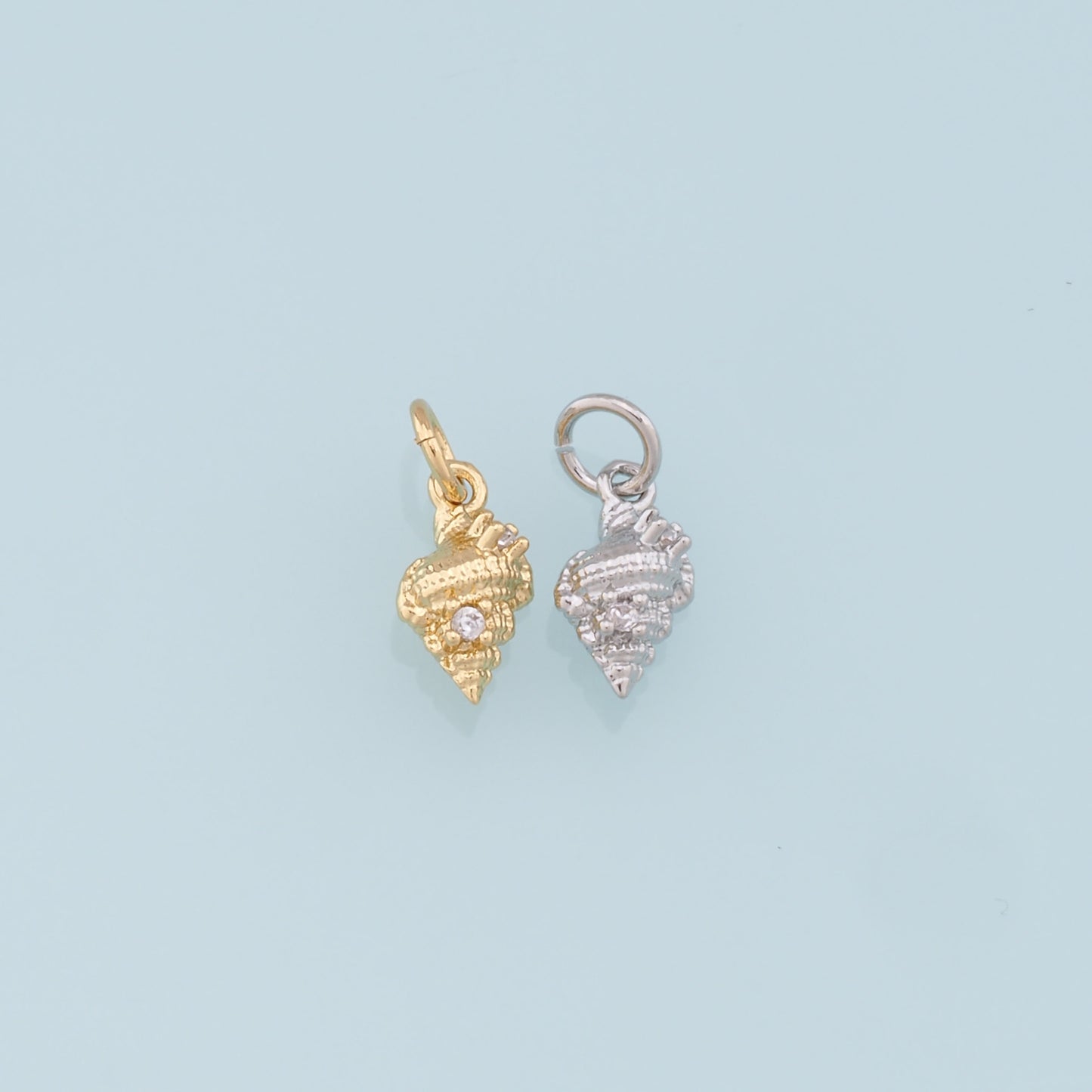 Gold Conch Charms,18K Gold Filled Conch Shell Pendant,Silver Conch Shell Charm Bracelet Necklace for DIY Jewelry Making Supply