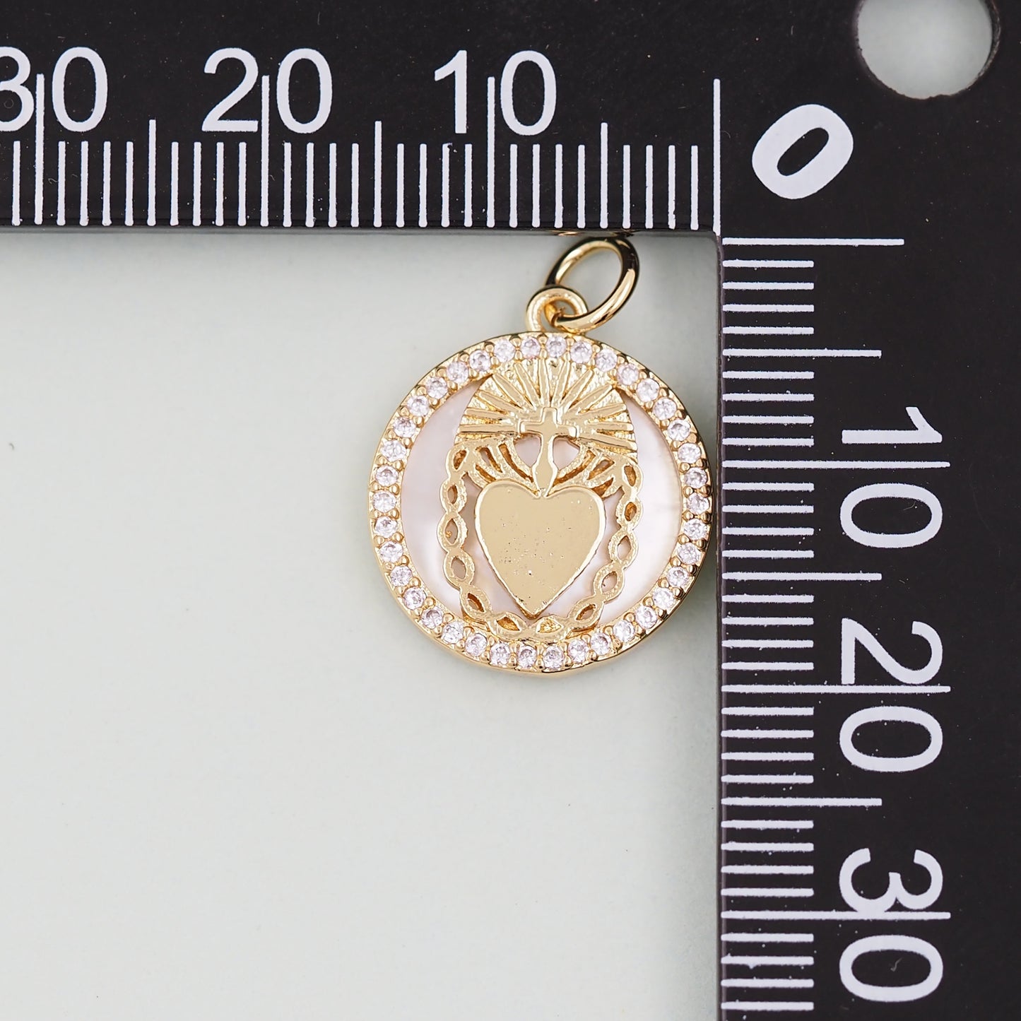 Gold sacred Heart Charms,18K Gold Filled Milagro Heart Pendant,Religious Charm Bracelet Necklace for DIY Jewelry Making Supply