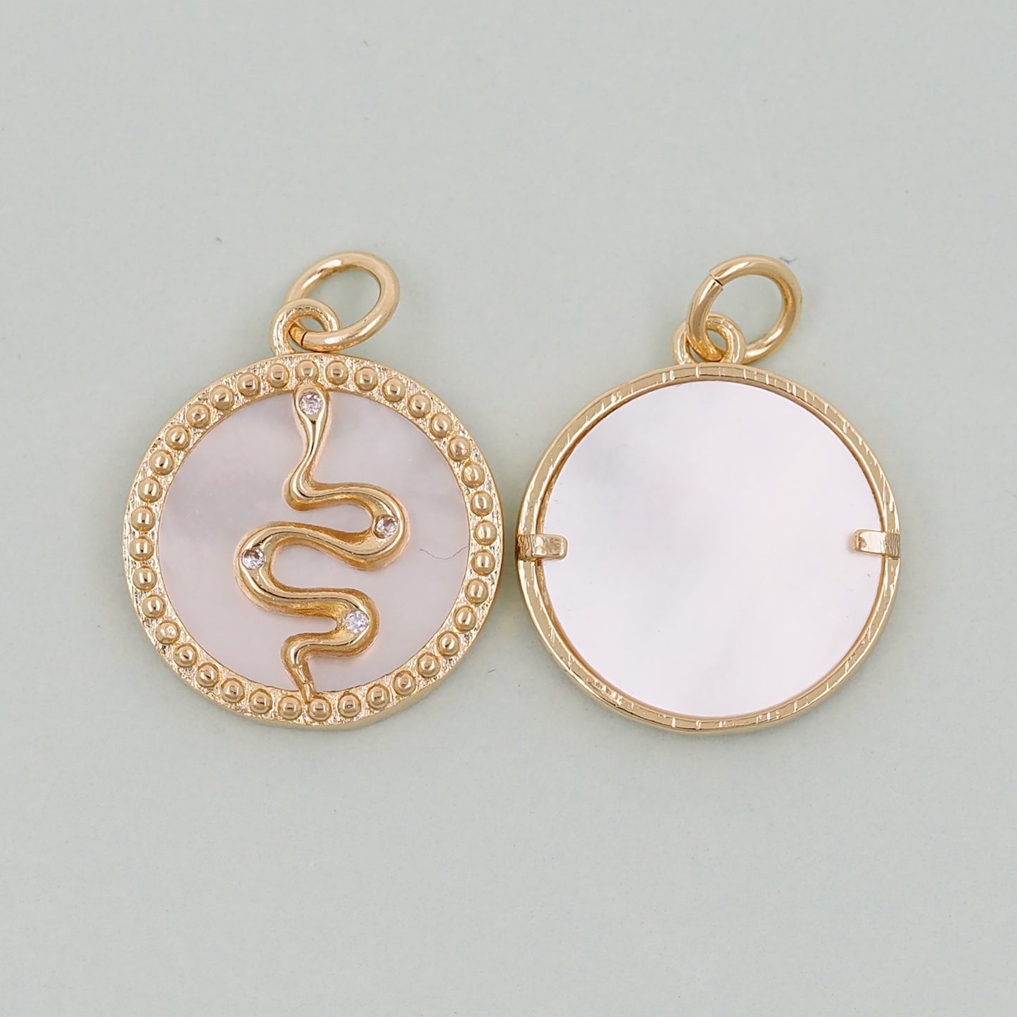 Gold Snake charms,18K Gold Filled CZ Snake Pendant,Snake Charms Bracelet Necklace for DIY Jewelry Making Supply
