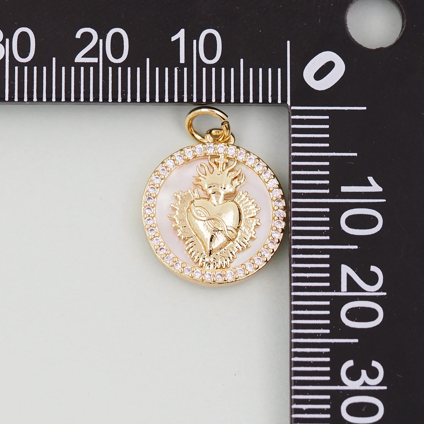 Gold sacred Heart Charms,18K Gold Filled Milagro Heart Pendant,Religious Charm Bracelet Necklace for DIY Jewelry Making Supply