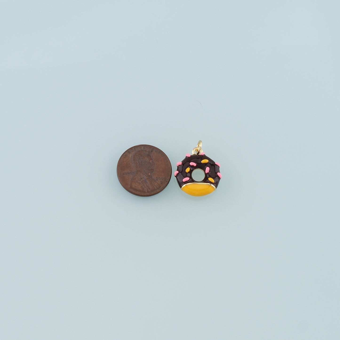 Gold Dessert Charm,18K Gold Filled Donut Pendant,Enamel Donut Charm Bracelet Necklace for DIY Jewelry Making Supply