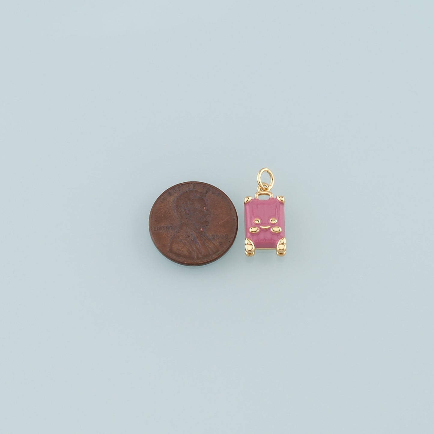 Gold Travel Charms,18K Gold Filled Suitcase Pendant,Enamel Suitcase Charm Bracelet Necklace for DIY Jewelry Making Supply