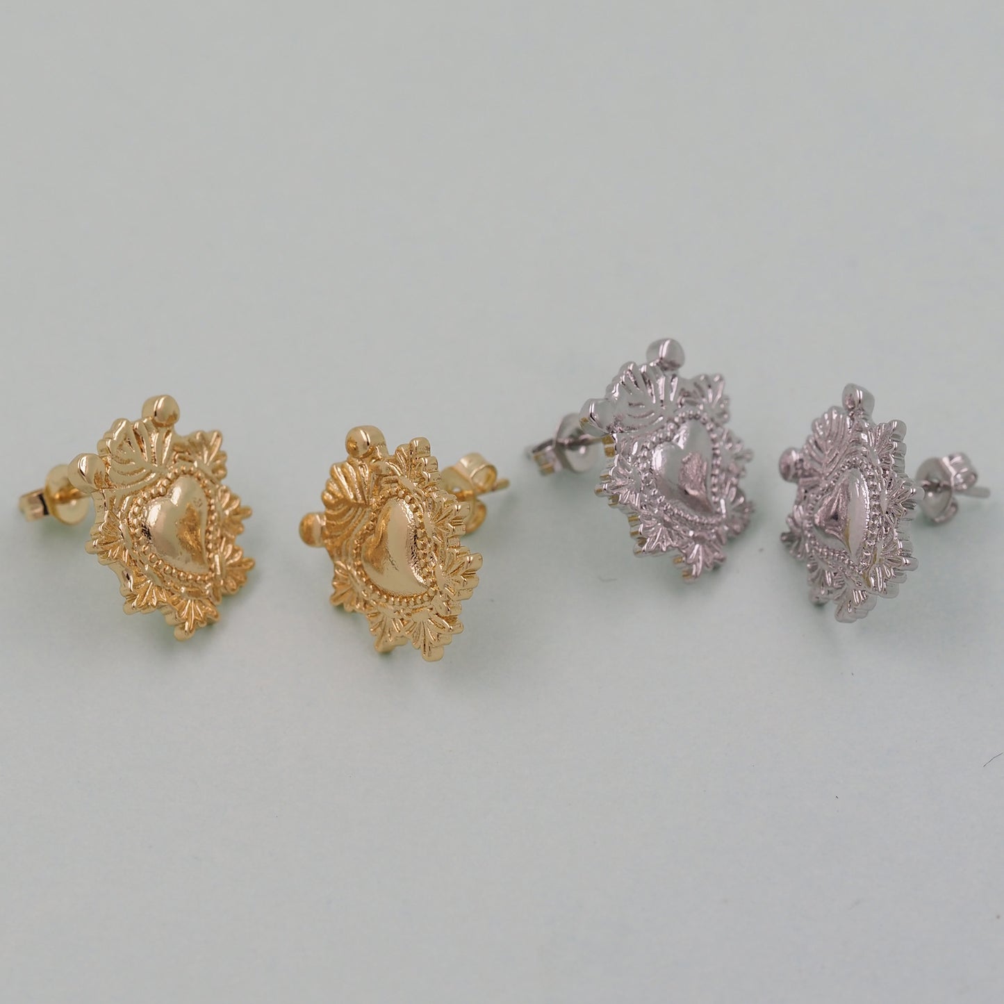 1pair 18K Gold Filled Sacred Heart Earrings,Flaming Heart Earrings,Gold Earrings,Dainty Hoops Huggie,Gold Huggies Hoop Earrings