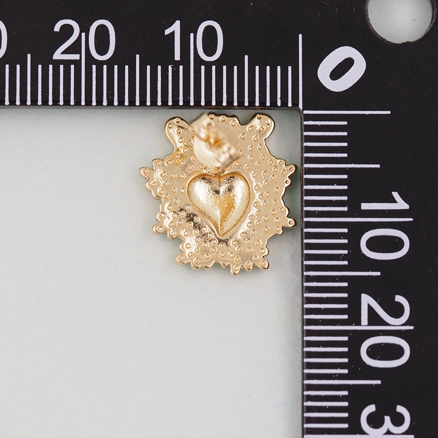 1pair 18K Gold Filled Sacred Heart Earrings,Flaming Heart Earrings,Gold Earrings,Dainty Hoops Huggie,Gold Huggies Hoop Earrings