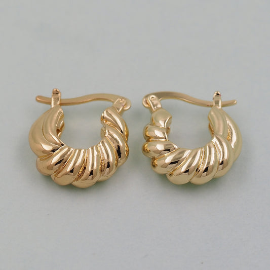 1pair 18K Gold Filled croissant Hoops Earrings,Gold Earrings,Dainty Hoops Huggie,Gold Huggies Hoop Earrings