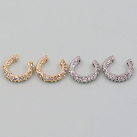 1pair 18K Gold Filled Dainty Hoop Earrings,CZ Ear Cuff No Piercing,Cartilage Earring,Ear Wrap Earrings