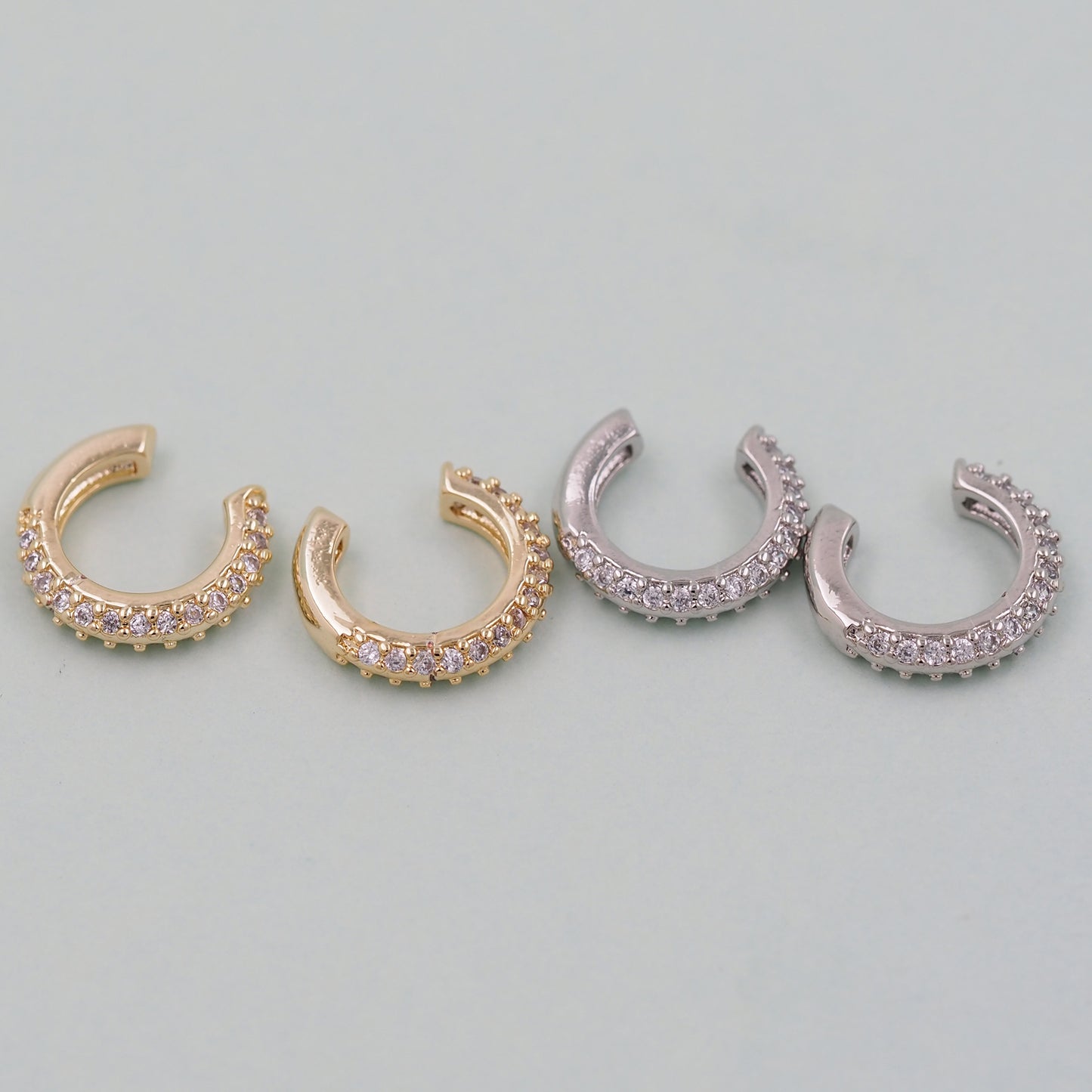 1pair 18K Gold Filled Dainty Hoop Earrings,CZ Ear Cuff No Piercing,Cartilage Earring,Ear Wrap Earrings