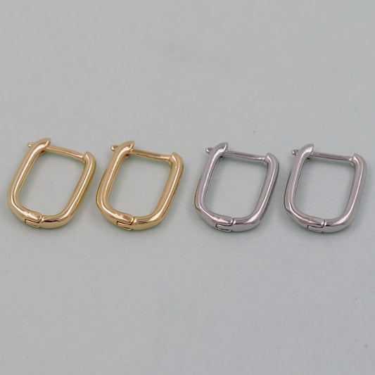 1pair 18K Gold Filled Oval Hoops Earrings,Gold Rectangle Earrings,Dainty Hoops Huggie,Gold Huggies Hoop Earrings