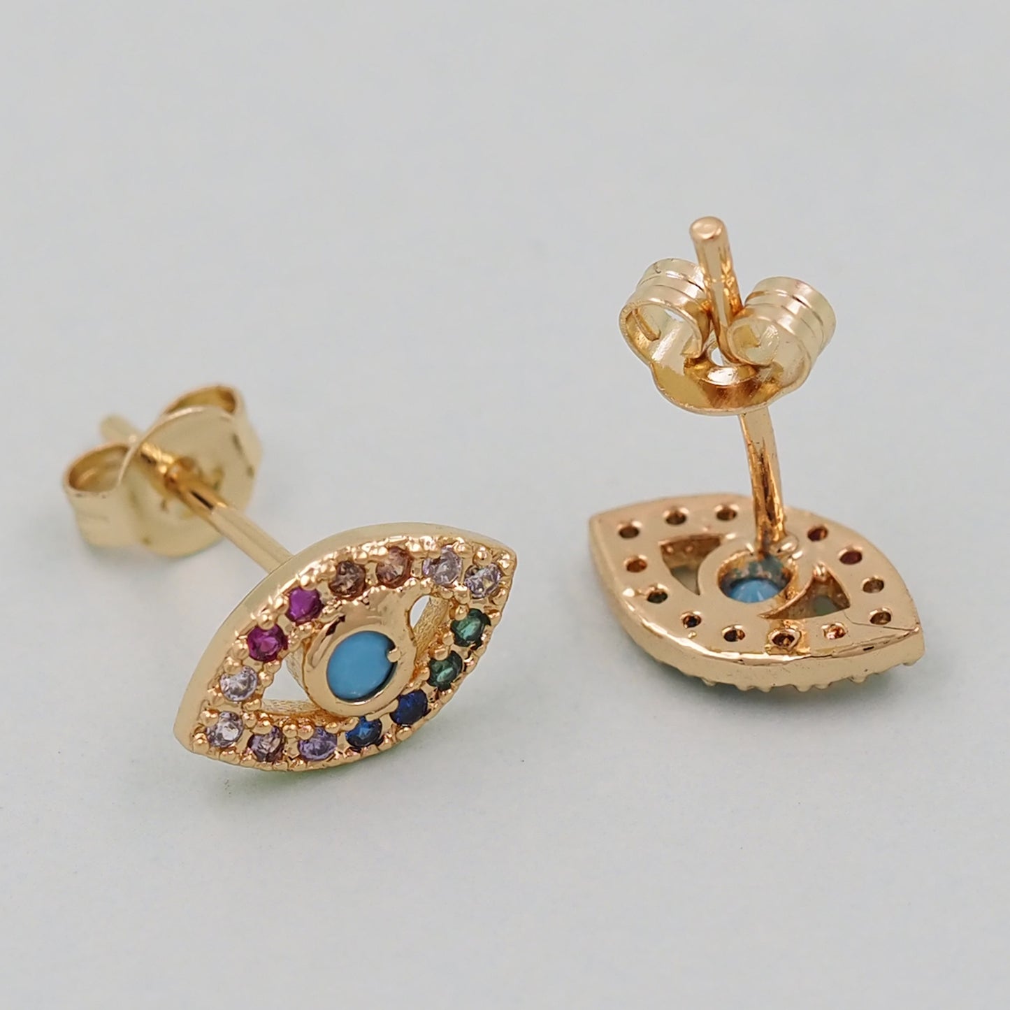 1pair 18K Gold Filled Evil Eye Hoops Earrings,Gold Earrings,Dainty Hoops Huggie,Gold Huggies Hoop Earrings