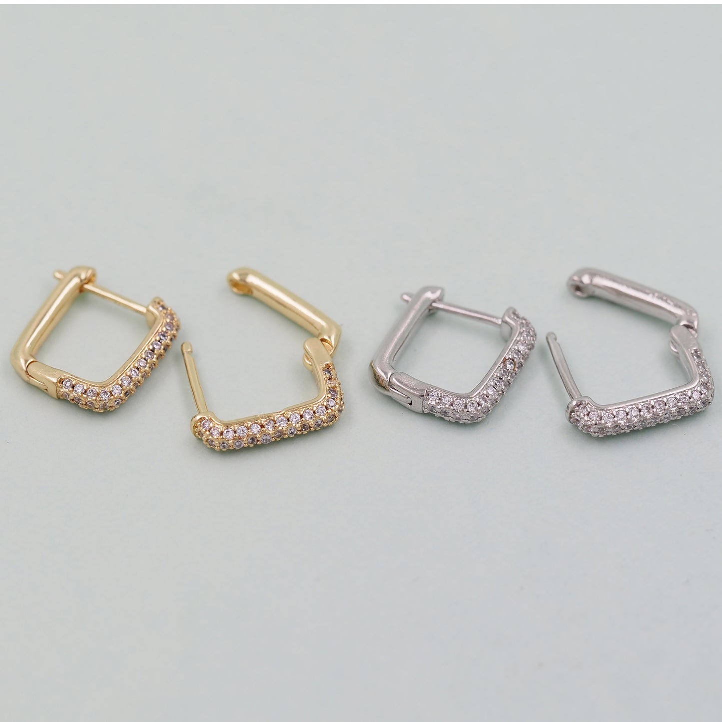 1pair 18K Gold Filled square Hoops Earrings,Gold Rectangle Earrings,Dainty Hoops Huggie,Gold Huggies Hoop Earrings