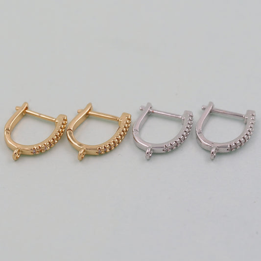 1pair 18K Gold Filled Hoops earring components,Gold U Earrings,Dainty Hoops Huggie,Gold Huggies Hoop Earrings