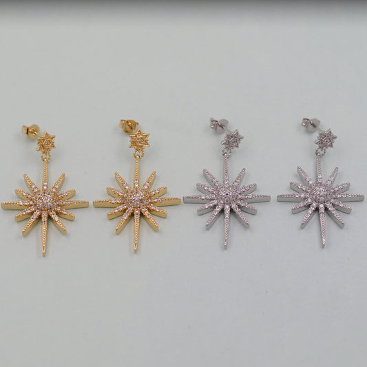 1pair 18K Gold Filled north star Hoops Earrings,Gold Earrings,Dainty Hoops Huggie,Gold Huggies Hoop Earrings