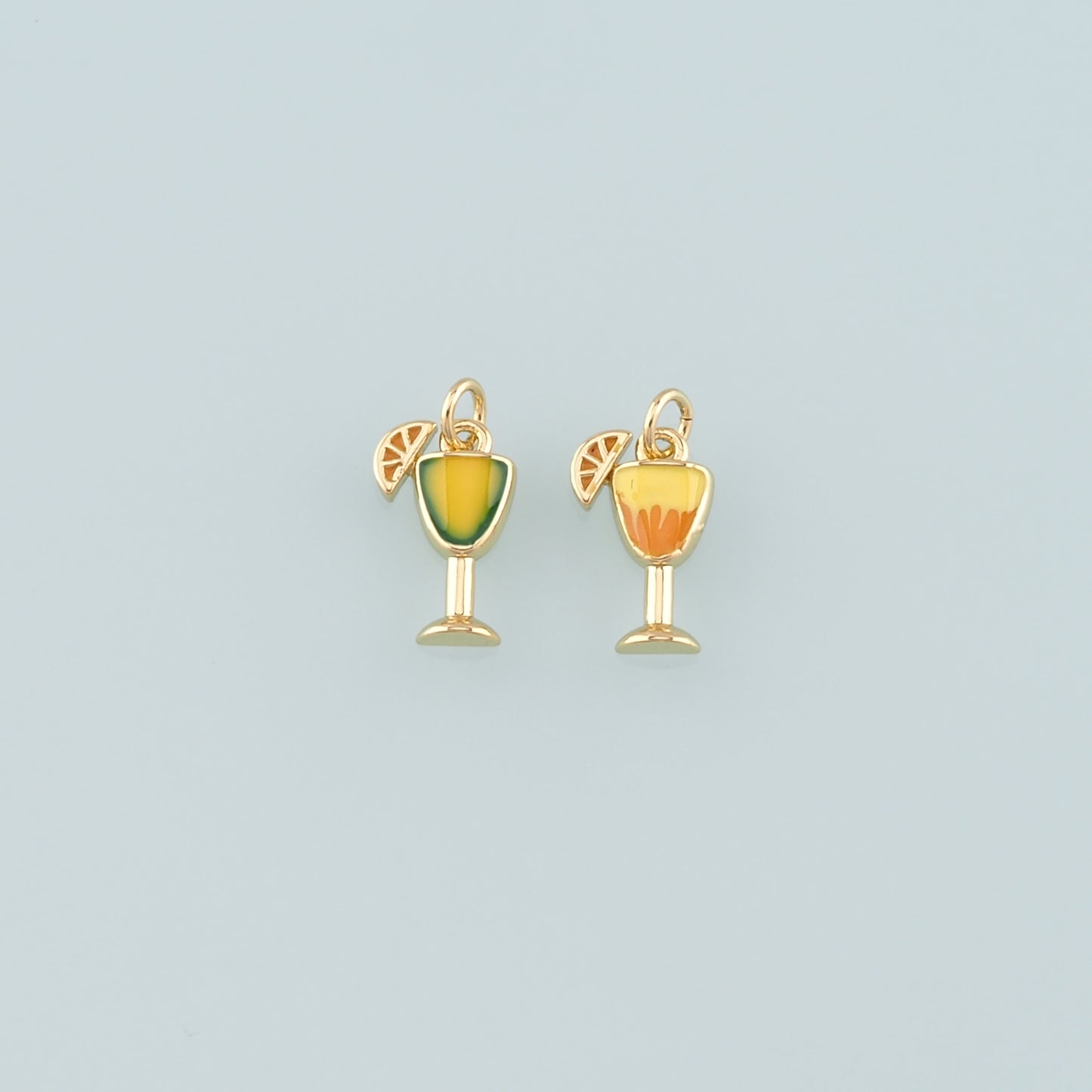 Gold Drinks Charms,18K Gold Filled Juice Pendant,Enamel Juice Charm Bracelet Necklace for DIY Jewelry Making Supply