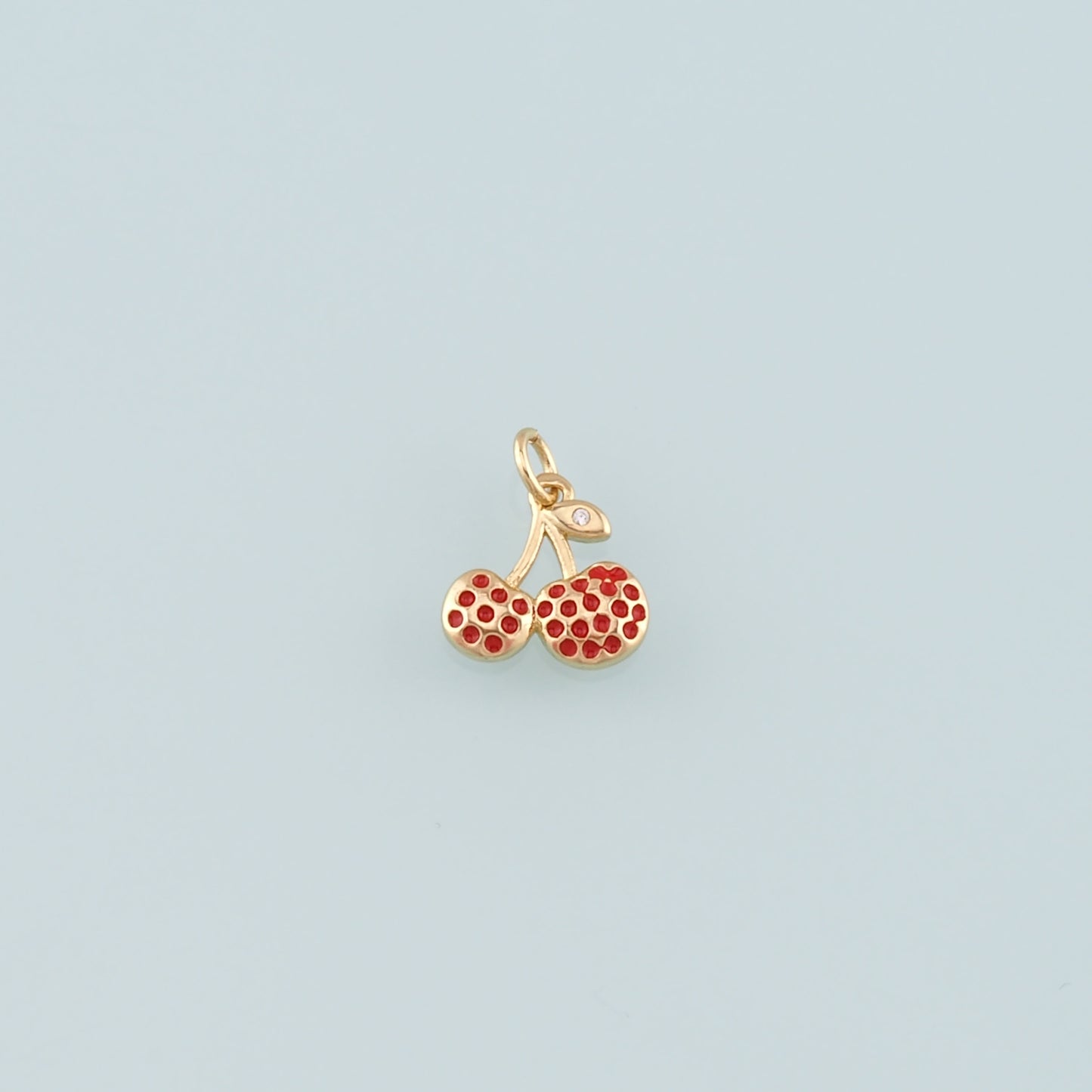 Gold Cherry Charms,18K Gold Filled Cherry Pendant,Enamel Fruit Charm Bracelet Necklace for DIY Jewelry Making Supply