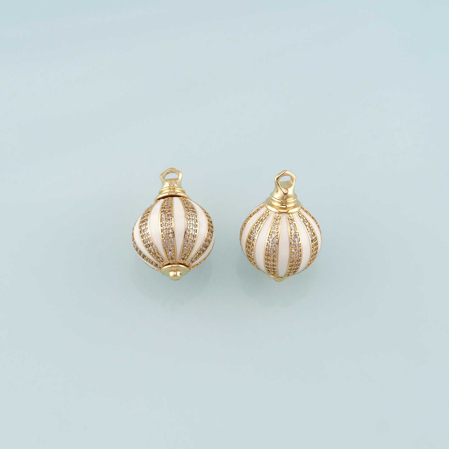 Gold Ball Charms,18K Gold Filled Round Pendant,Enamel Round Charm Bracelet Necklace for DIY Jewelry Making Supply