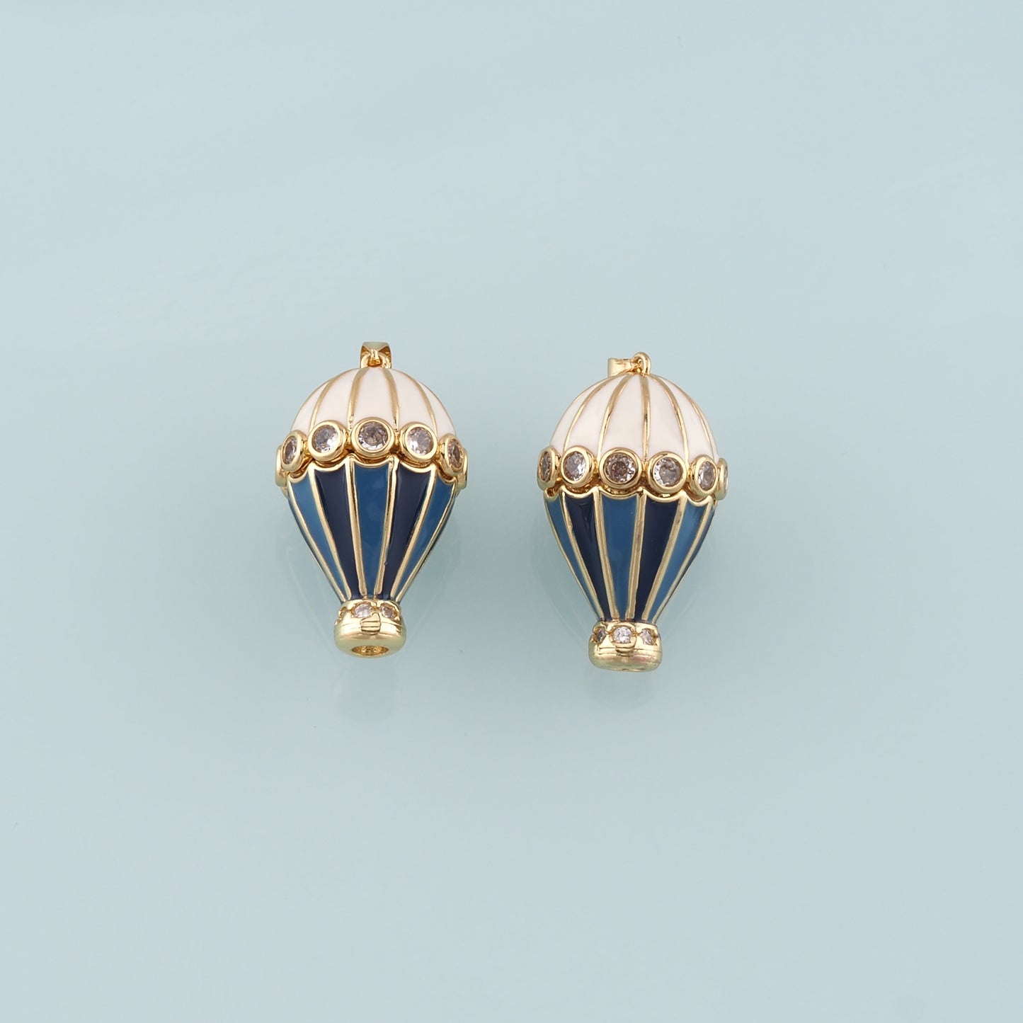 18K Gold Filled Hot air balloon Pendant,Enamel Hot air balloon Charm Bracelet Necklace for DIY Jewelry Making Supply