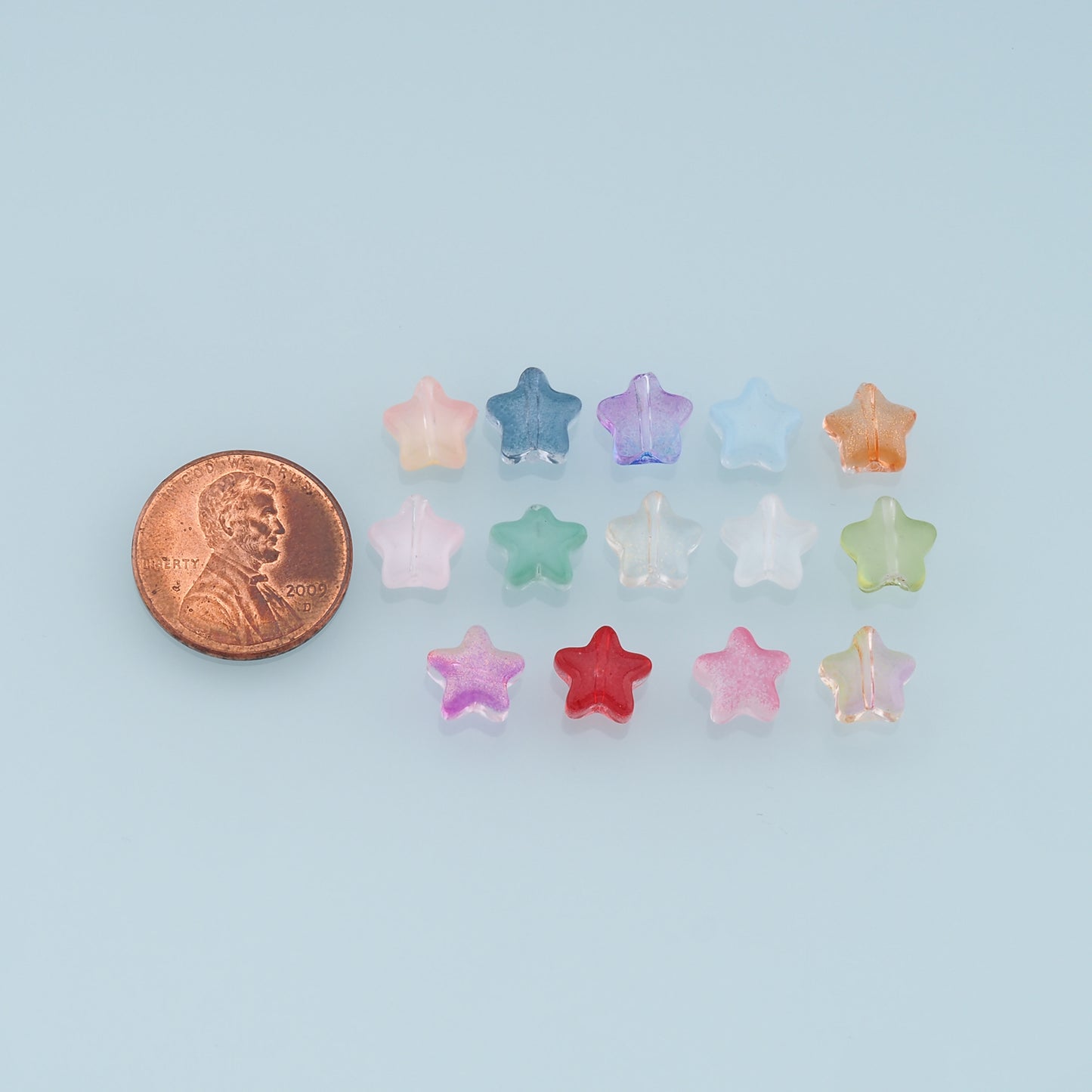 Mixed 50pcs Glass Star Beads,Shiny Star Bead,Lampwork Colorful Star Beads for DIY Jewelry Making Supply,Random Colors 8mm
