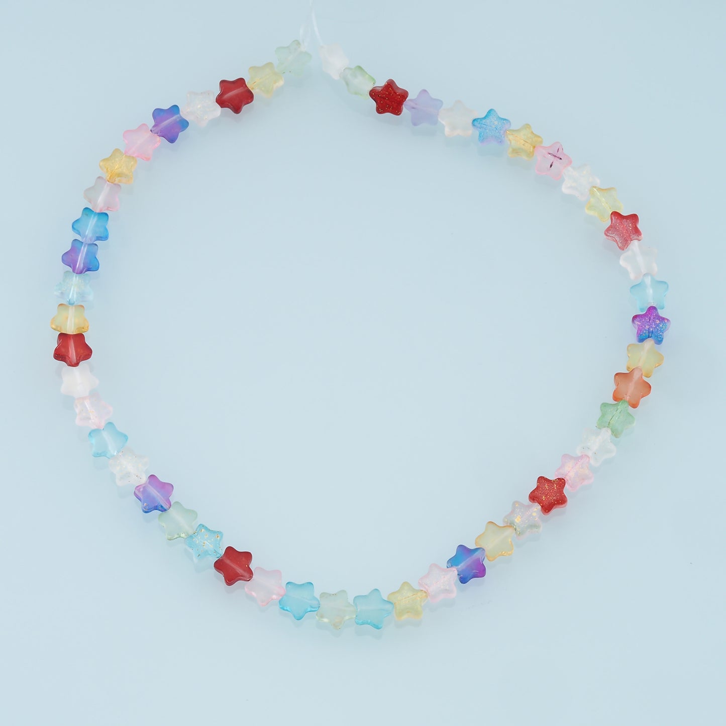Mixed 50pcs Glass Star Beads,Shiny Star Bead,Lampwork Colorful Star Beads for DIY Jewelry Making Supply,Random Colors 8mm