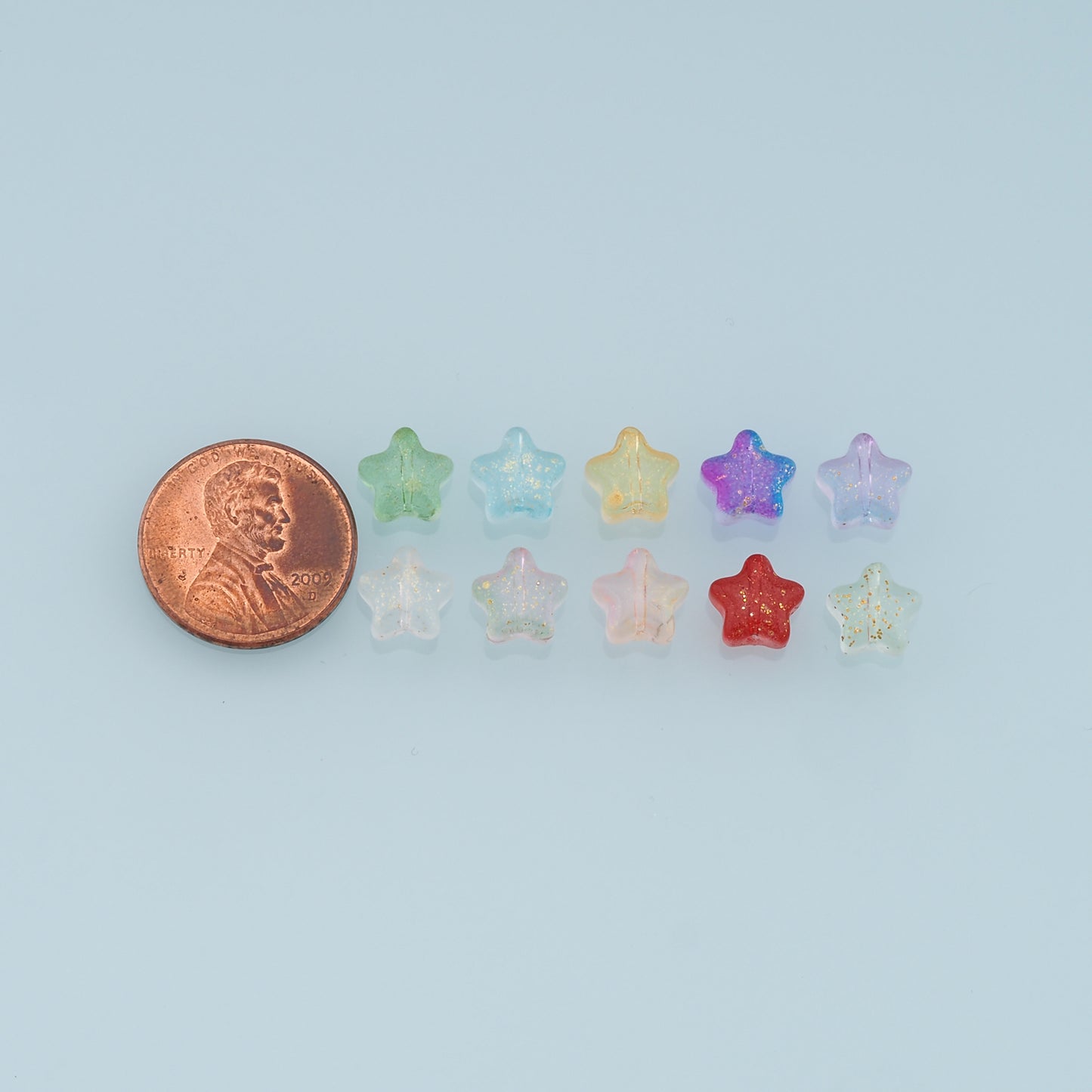 Mixed 50pcs Glass Star Beads,Shiny Star Bead,Lampwork Colorful Star Beads for DIY Jewelry Making Supply,Random Colors 8mm
