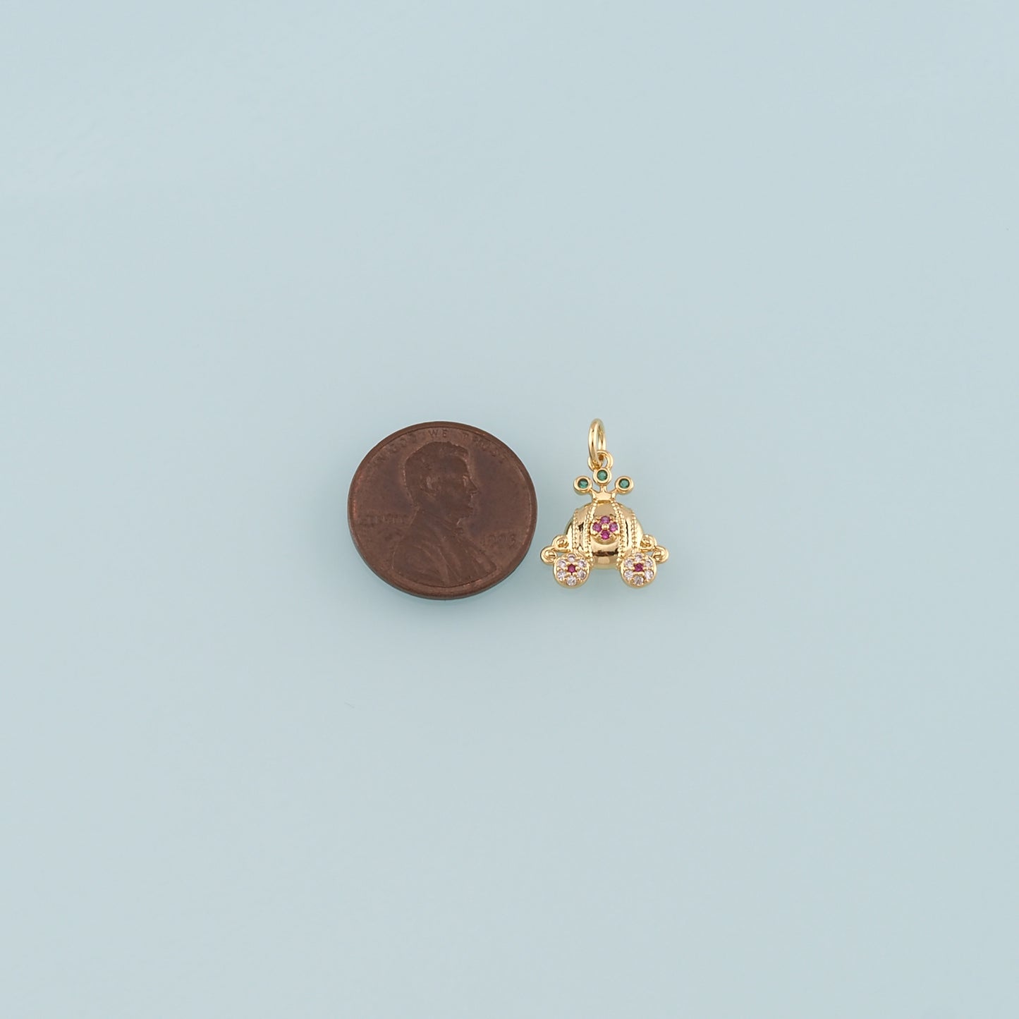 Gold Pumpkin Charms,18K Gold Filled Pumpkin cart Pendant,CZ Micro Pave Pumpkin cart Charm Bracelet Necklace for DIY Jewelry Making Supply